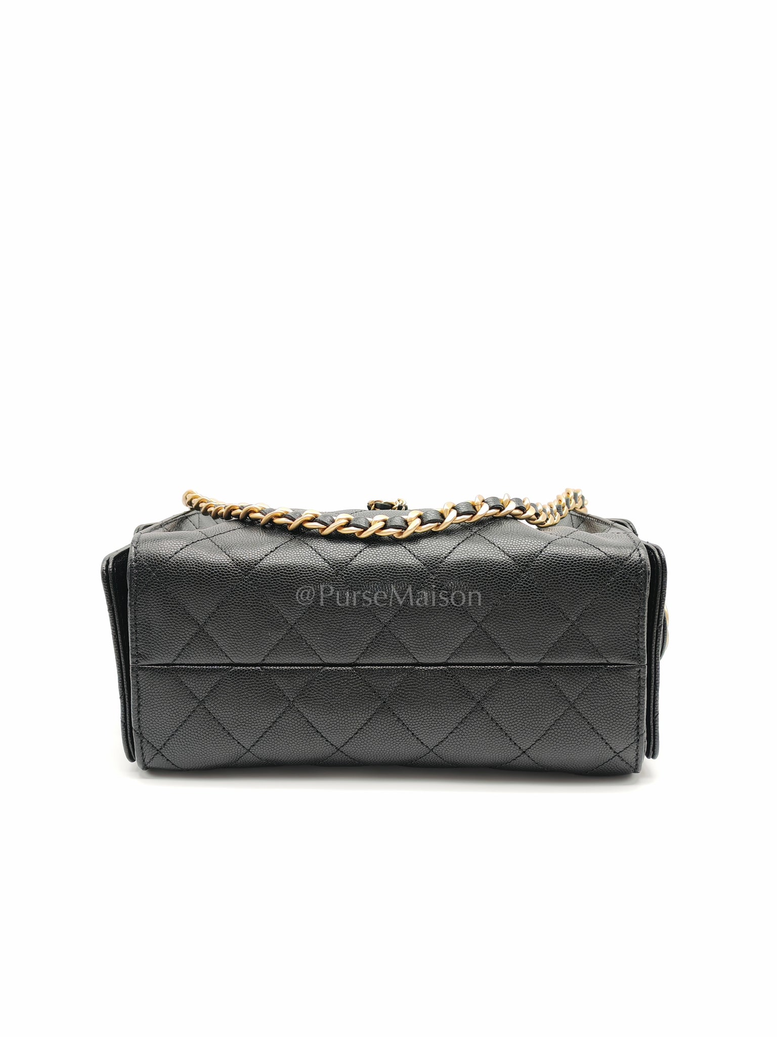 25 Mini Black Caviar Leather in Aged Gold Hardware Microchip(H9****EA) | Purse Maison Luxury Bags Shop