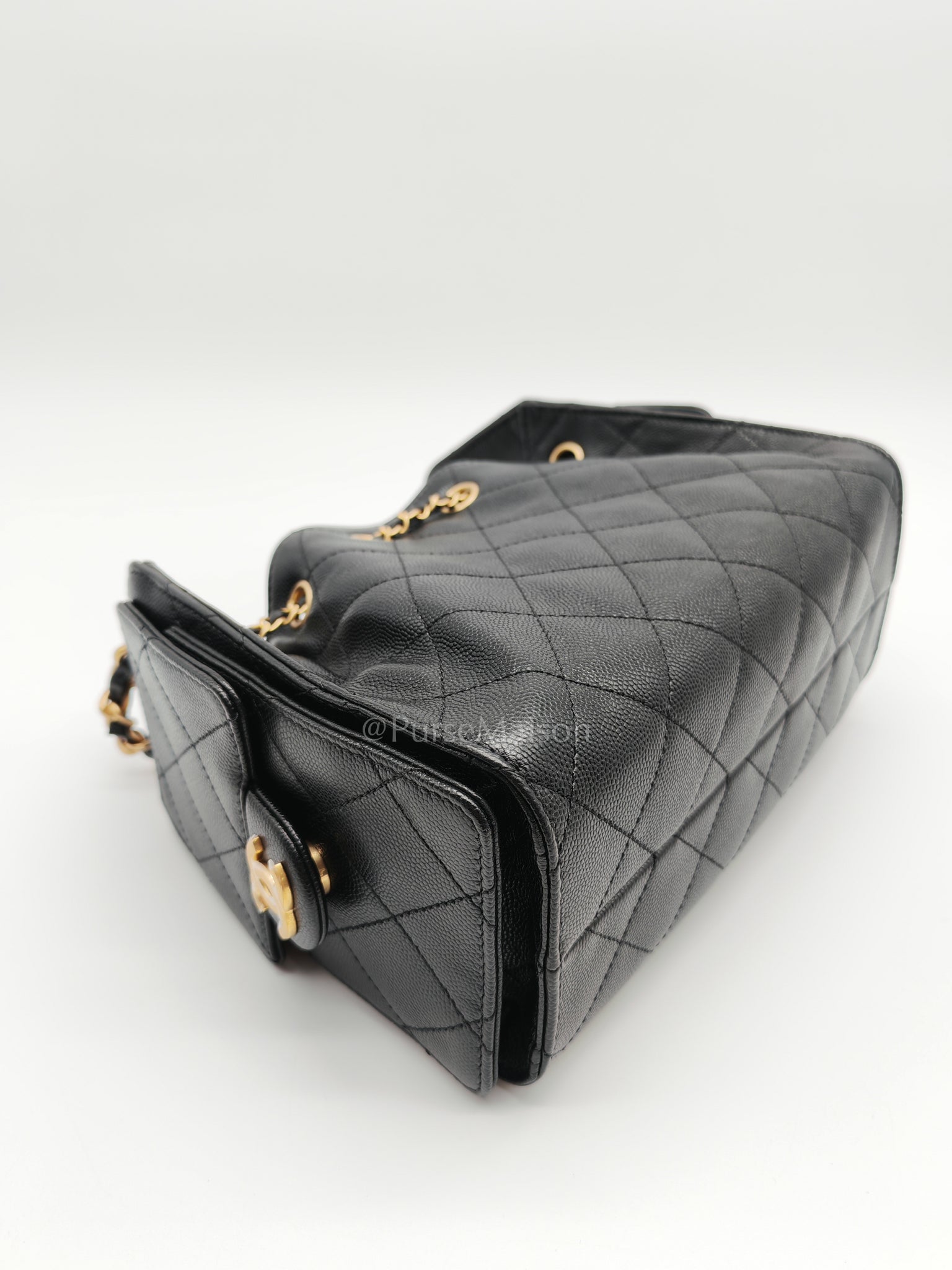 25 Mini Black Caviar Leather in Aged Gold Hardware Microchip(H9****EA) | Purse Maison Luxury Bags Shop