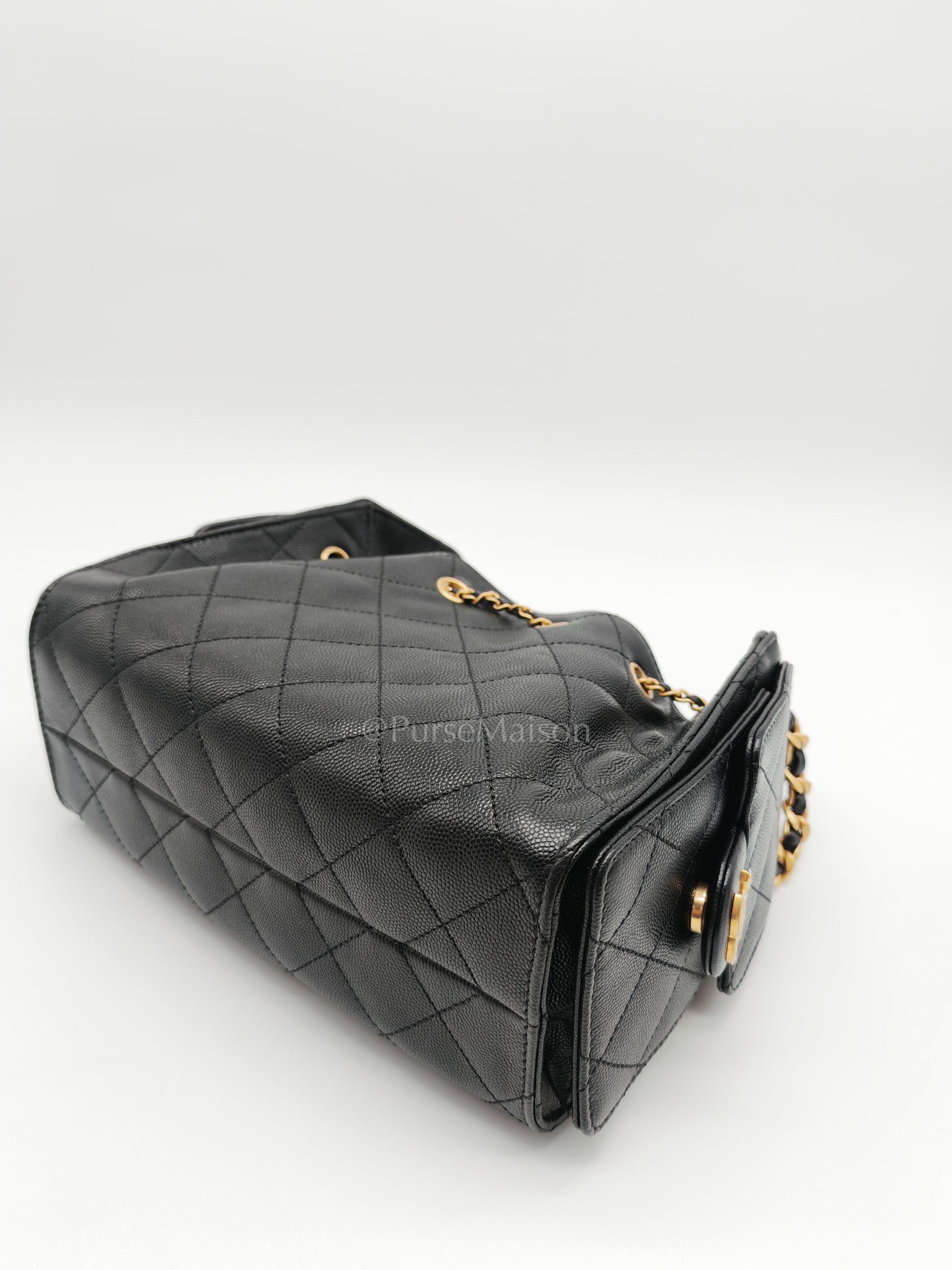 25 Mini Black Caviar Leather in Aged Gold Hardware Microchip(H9****EA) | Purse Maison Luxury Bags Shop