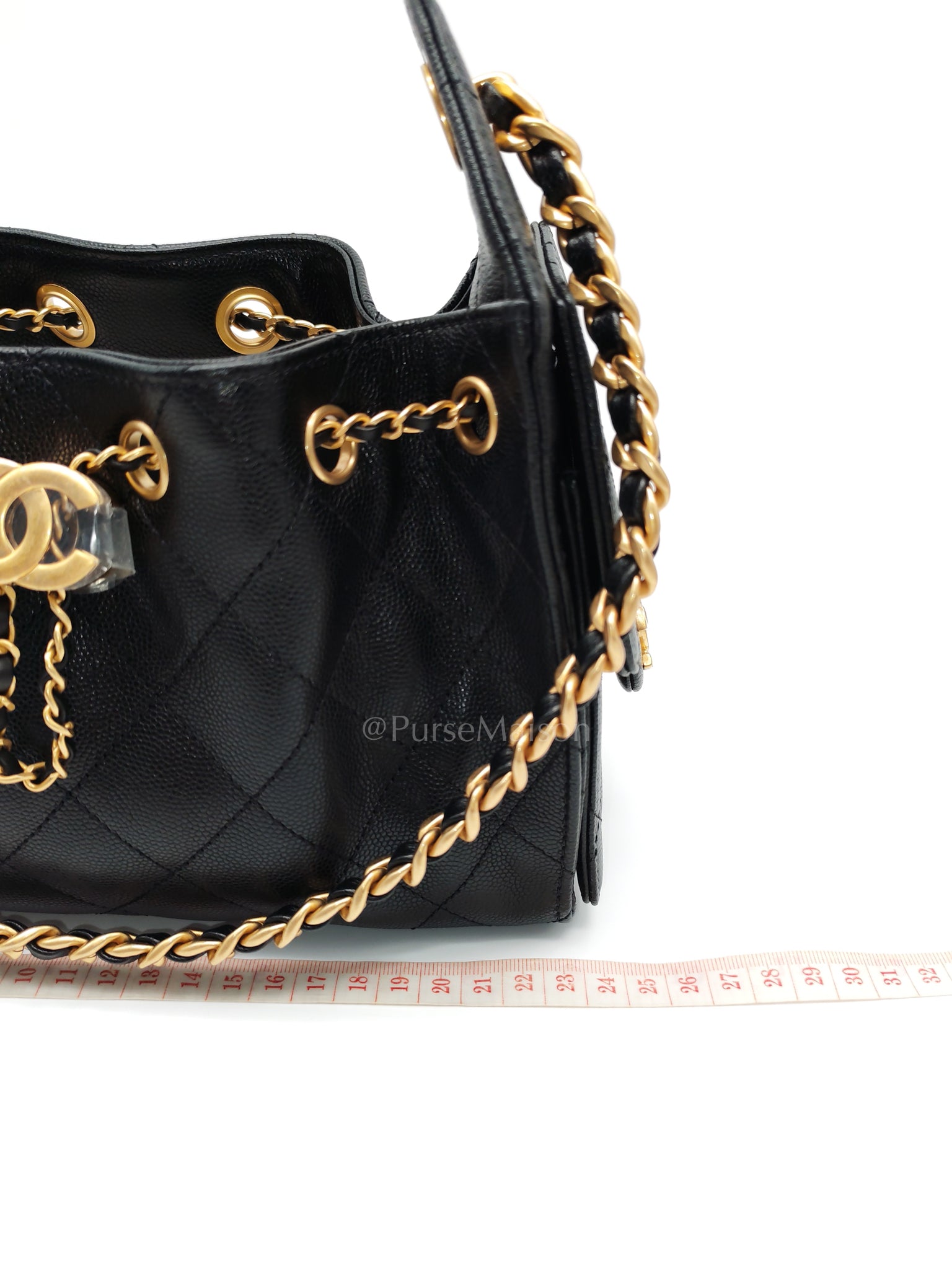 25 Mini Black Caviar Leather in Aged Gold Hardware Microchip(H9****EA) | Purse Maison Luxury Bags Shop