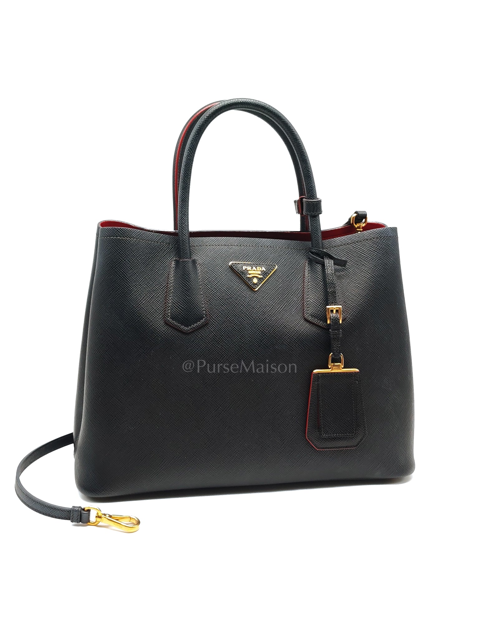 BN2775 Saffiano Cuir Leather Double Bag Nero/Black