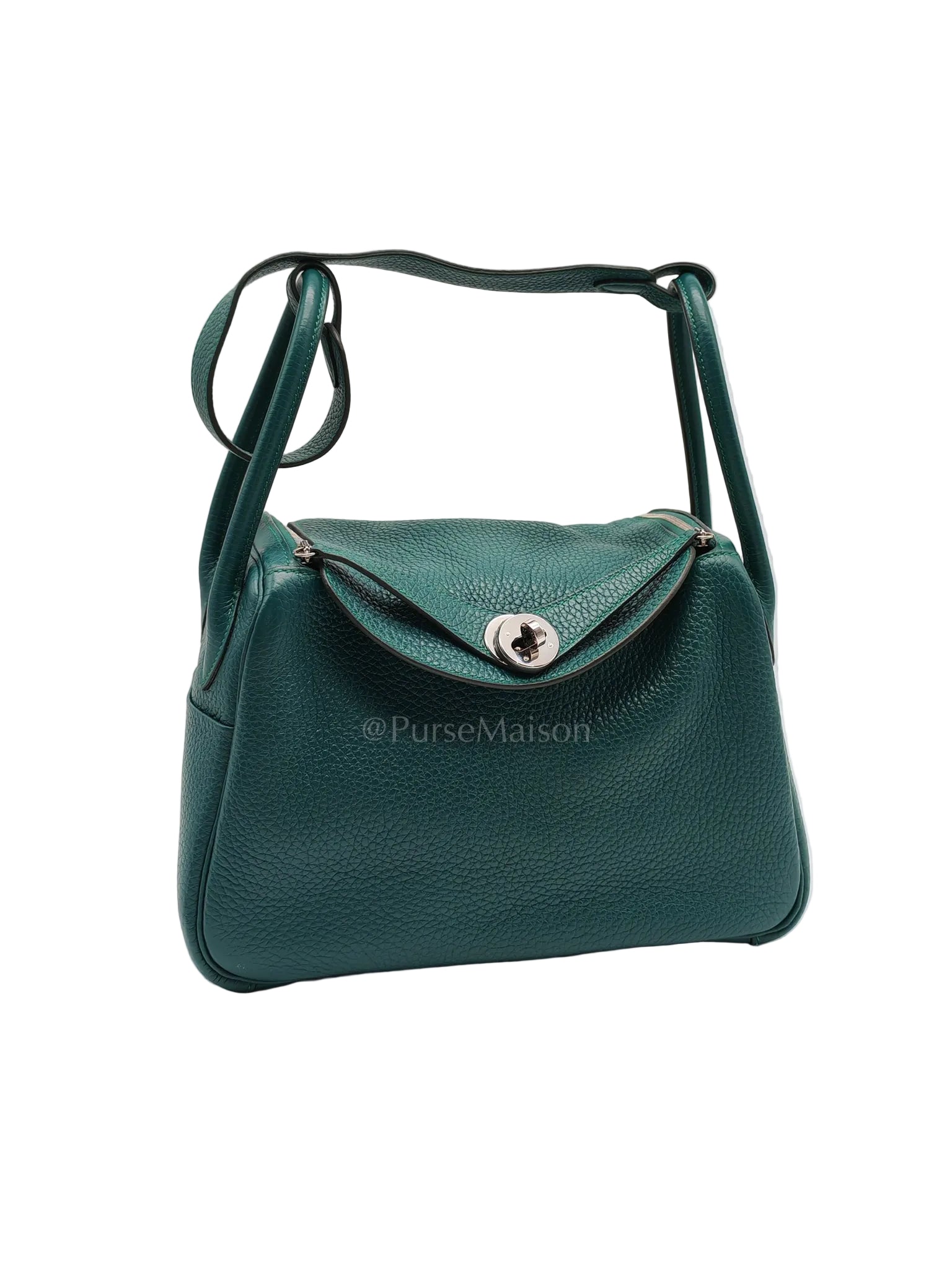 Lindy 26 Malachite Green Clemence Leather and Palladium Hardware Stamp A (2017)