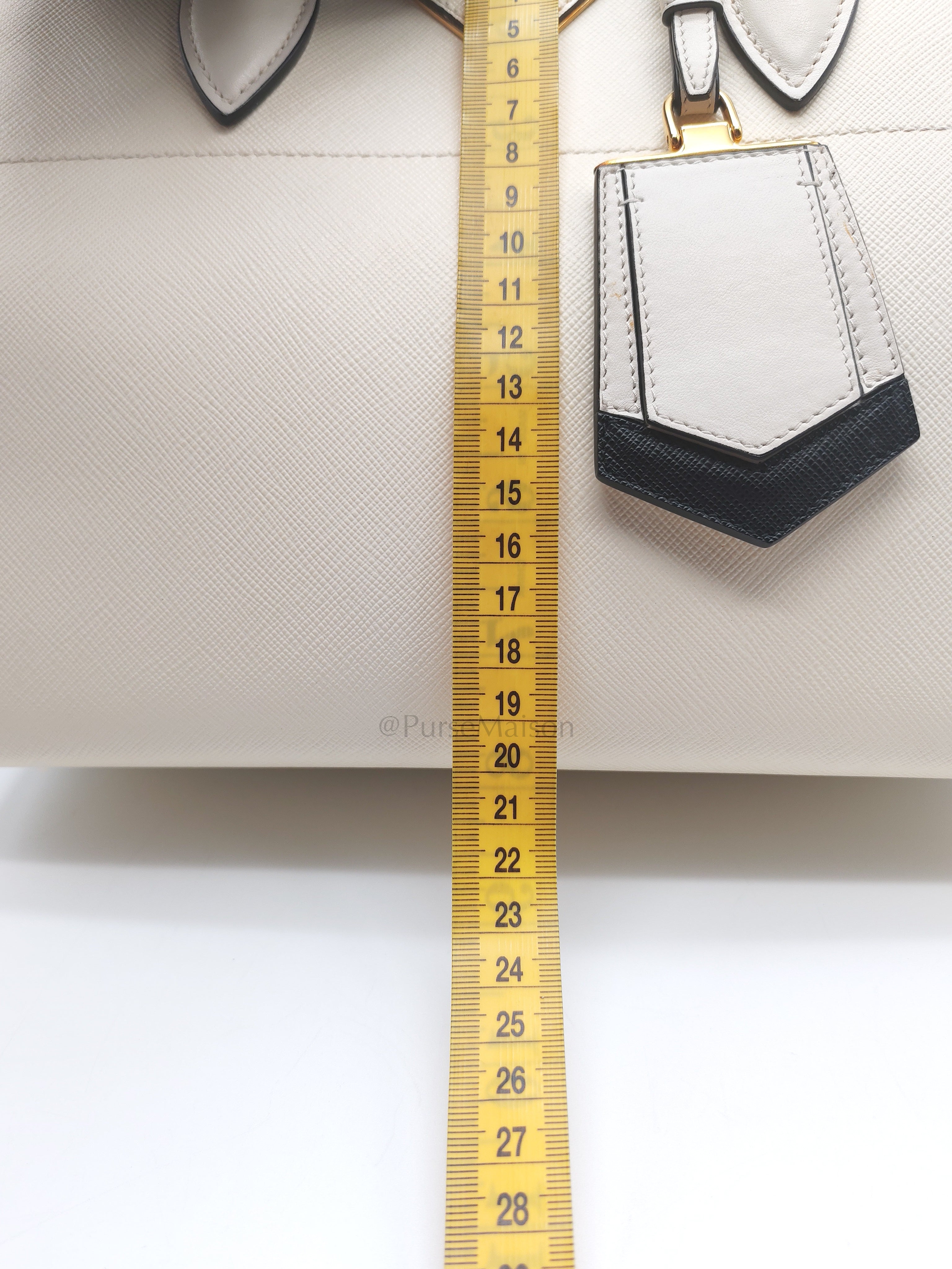 1BA103 Paradigme in Off-White Saffiano City Calfskin Greche Shoulder Bag