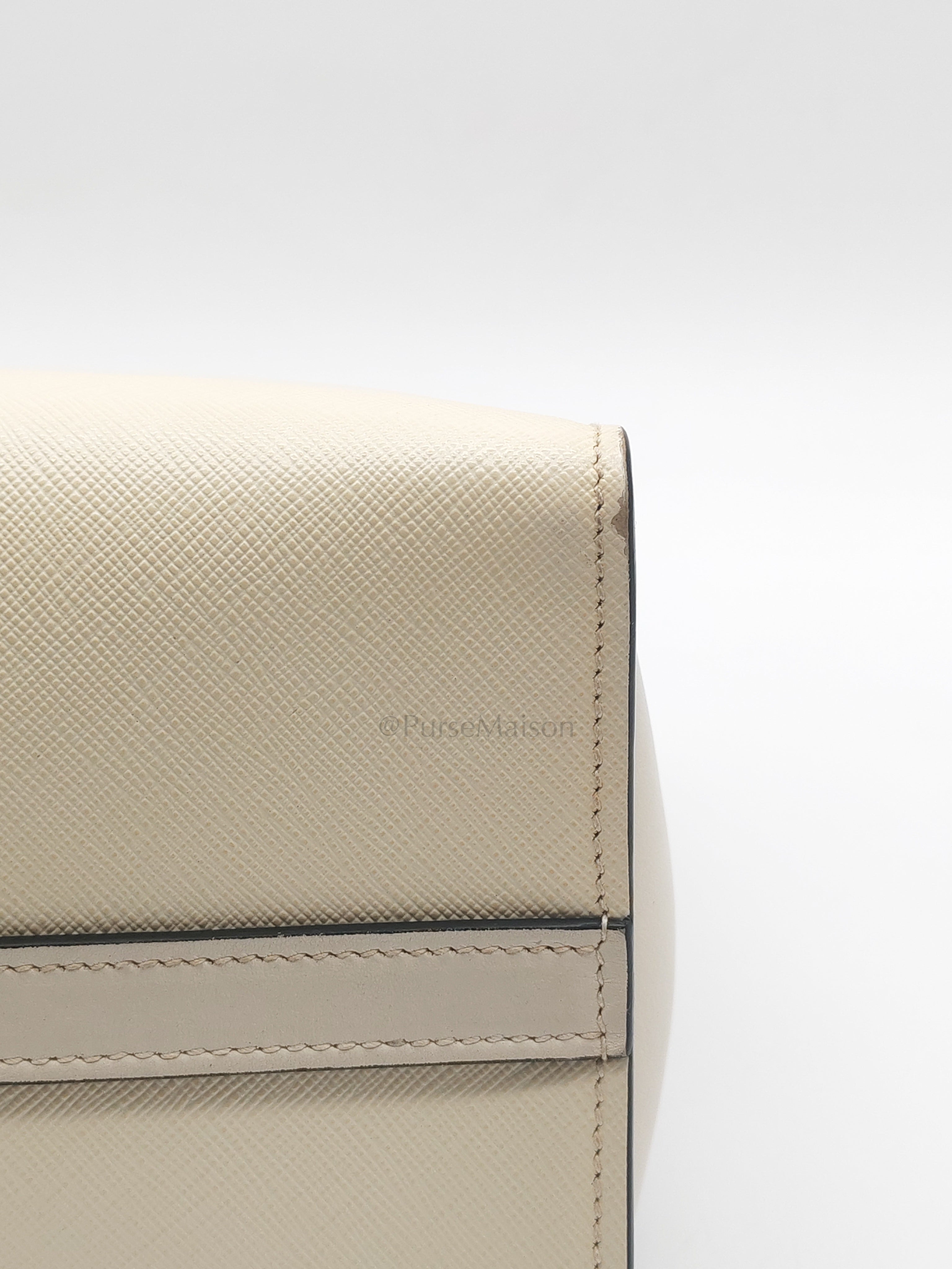 1BA103 Paradigme in Off-White Saffiano City Calfskin Greche Shoulder Bag