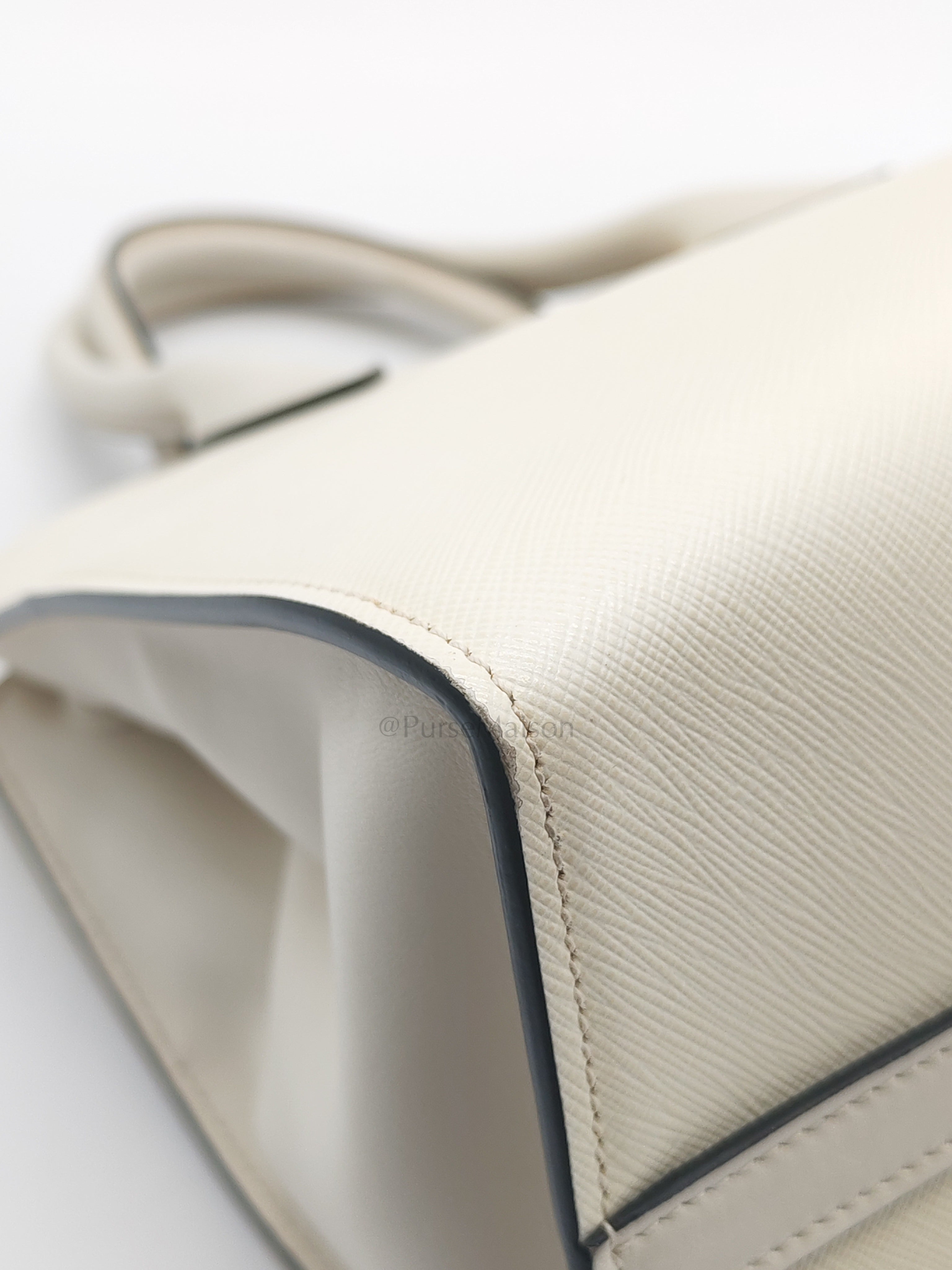 1BA103 Paradigme in Off-White Saffiano City Calfskin Greche Shoulder Bag