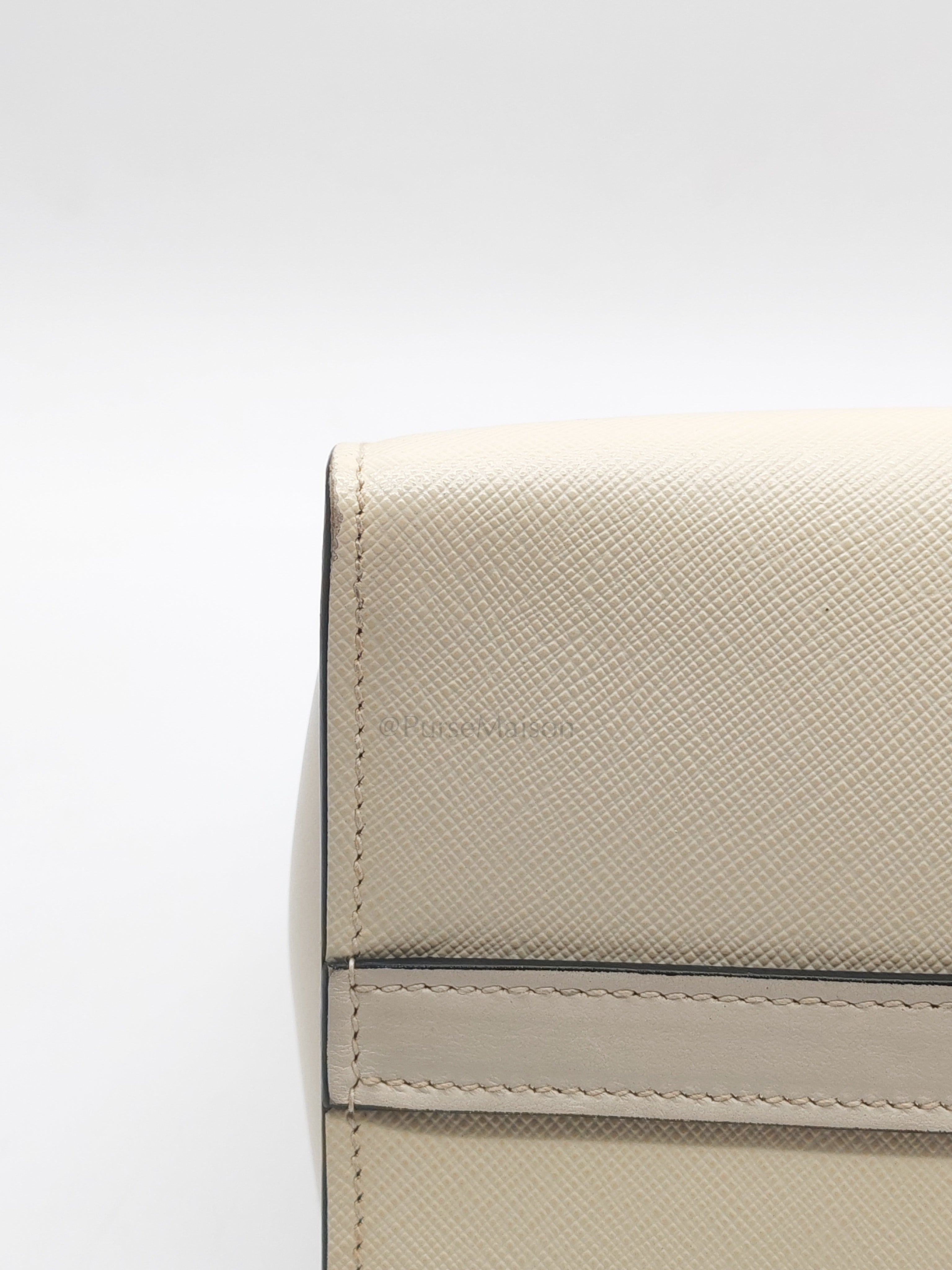 1BA103 Paradigme in Off-White Saffiano City Calfskin Greche Shoulder Bag