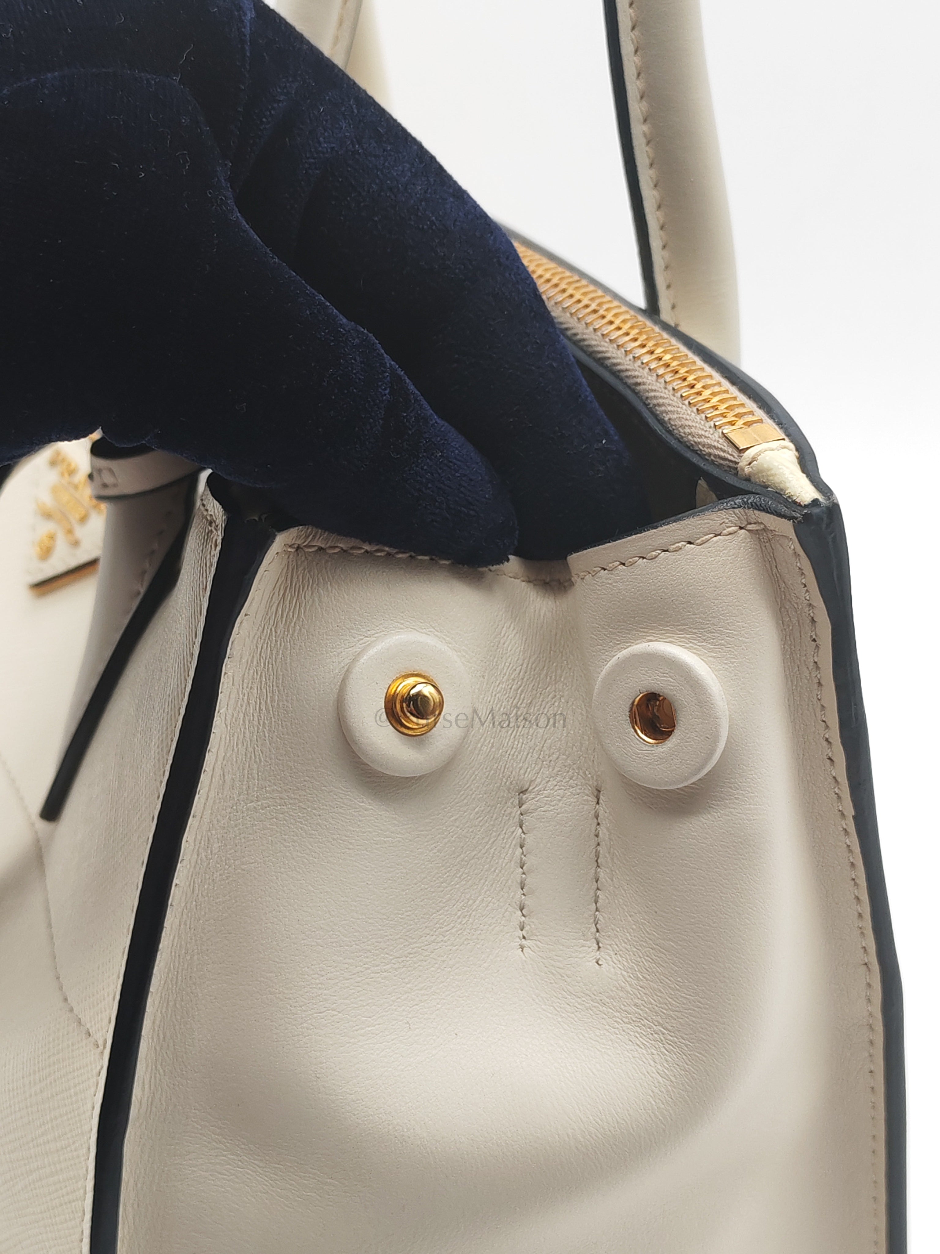 1BA103 Paradigme in Off-White Saffiano City Calfskin Greche Shoulder Bag