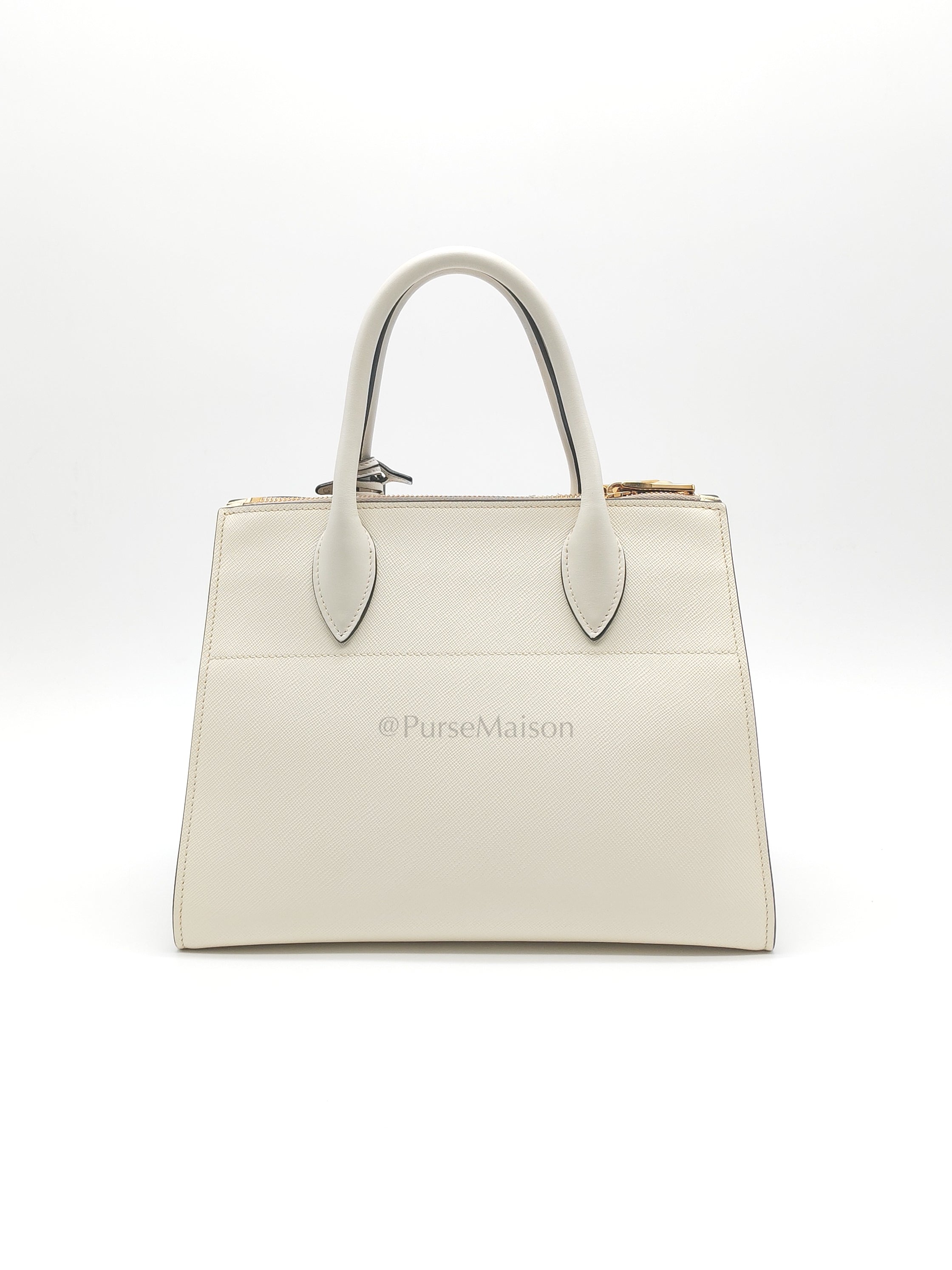 1BA103 Paradigme in Off-White Saffiano City Calfskin Greche Shoulder Bag