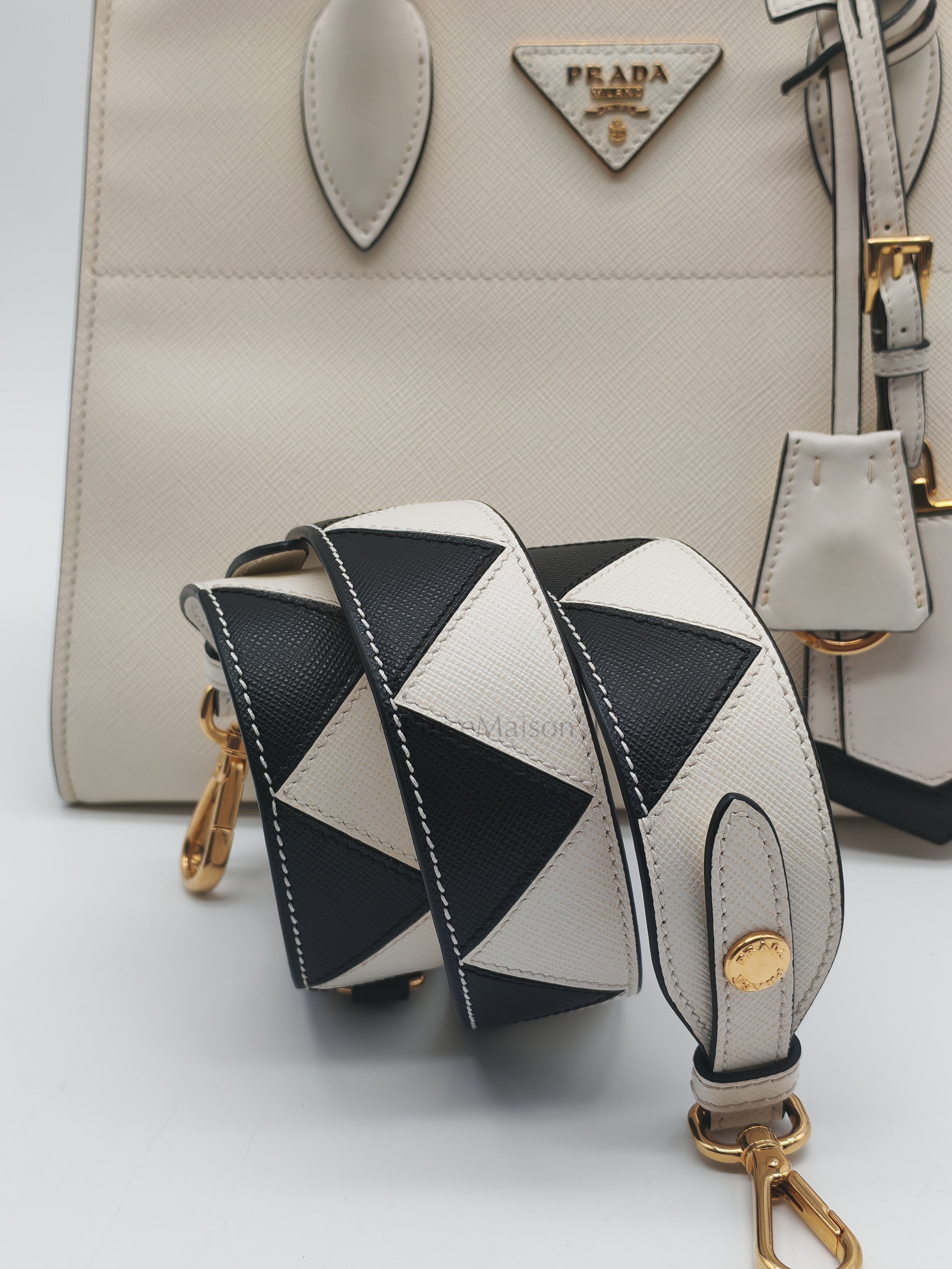 1BA103 Paradigme in Off-White Saffiano City Calfskin Greche Shoulder Bag