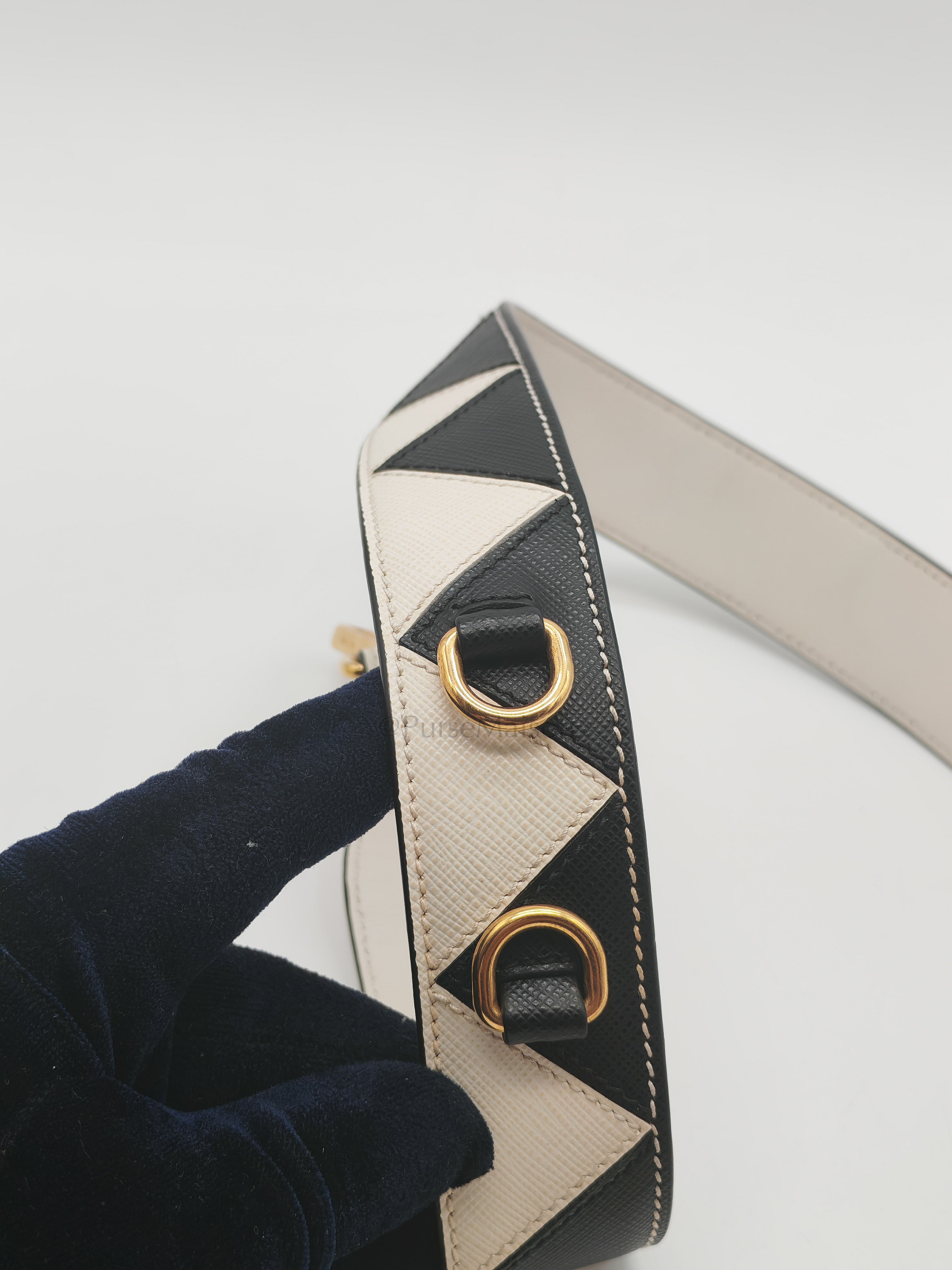 1BA103 Paradigme in Off-White Saffiano City Calfskin Greche Shoulder Bag