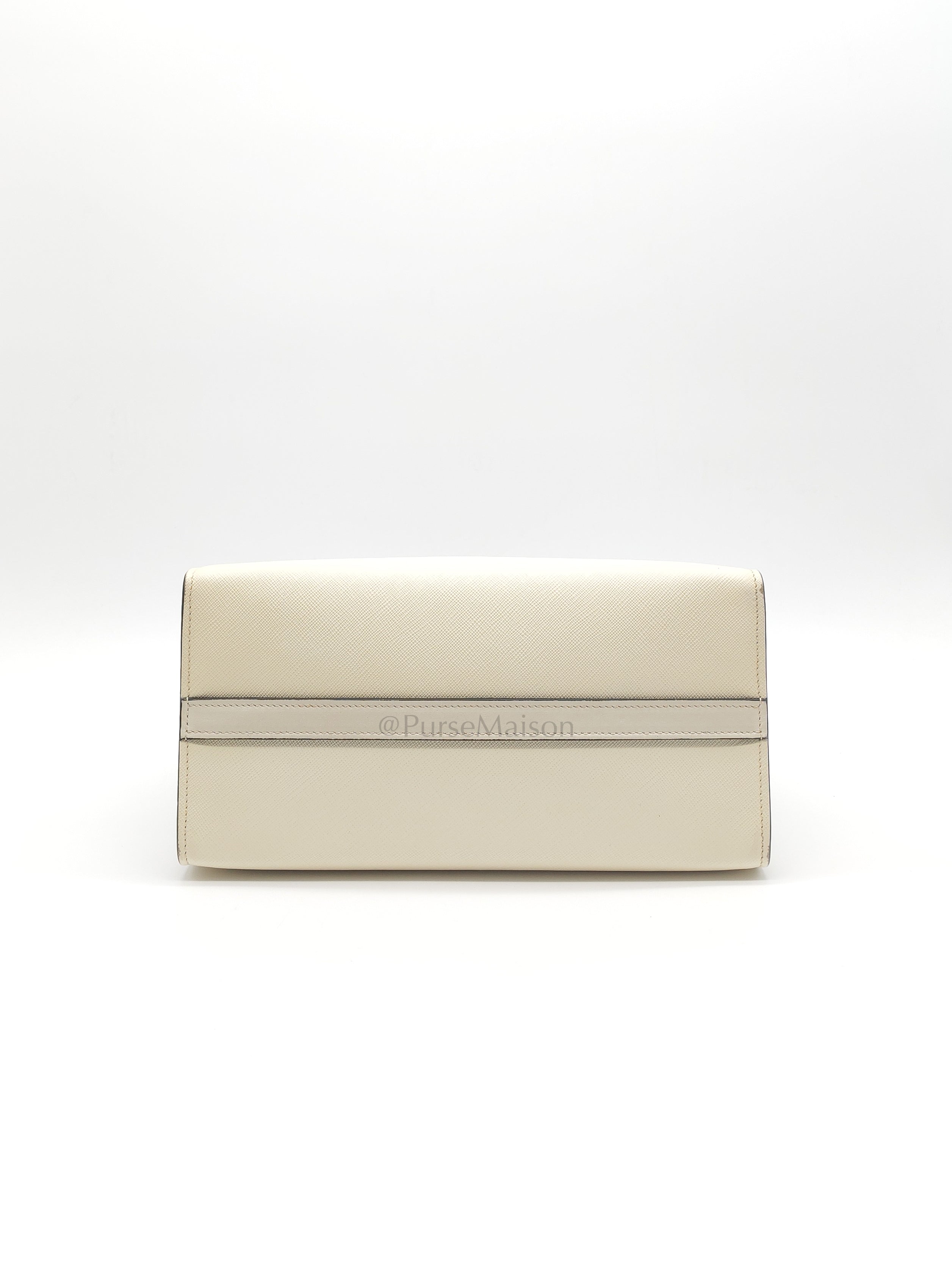 1BA103 Paradigme in Off-White Saffiano City Calfskin Greche Shoulder Bag