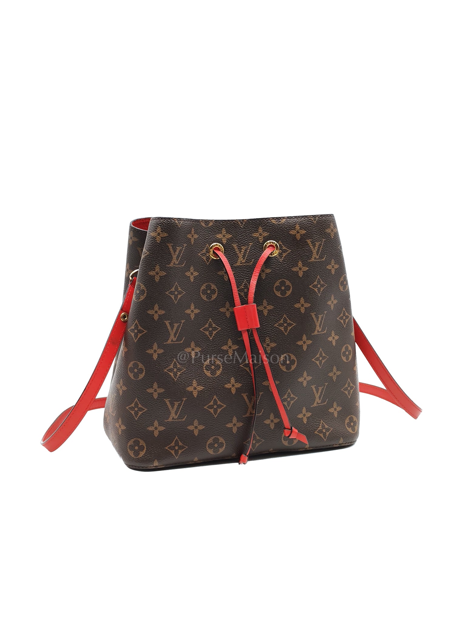 Neonoe Bucket Bag Monogram Canvas and Red (Date code: SP4117)