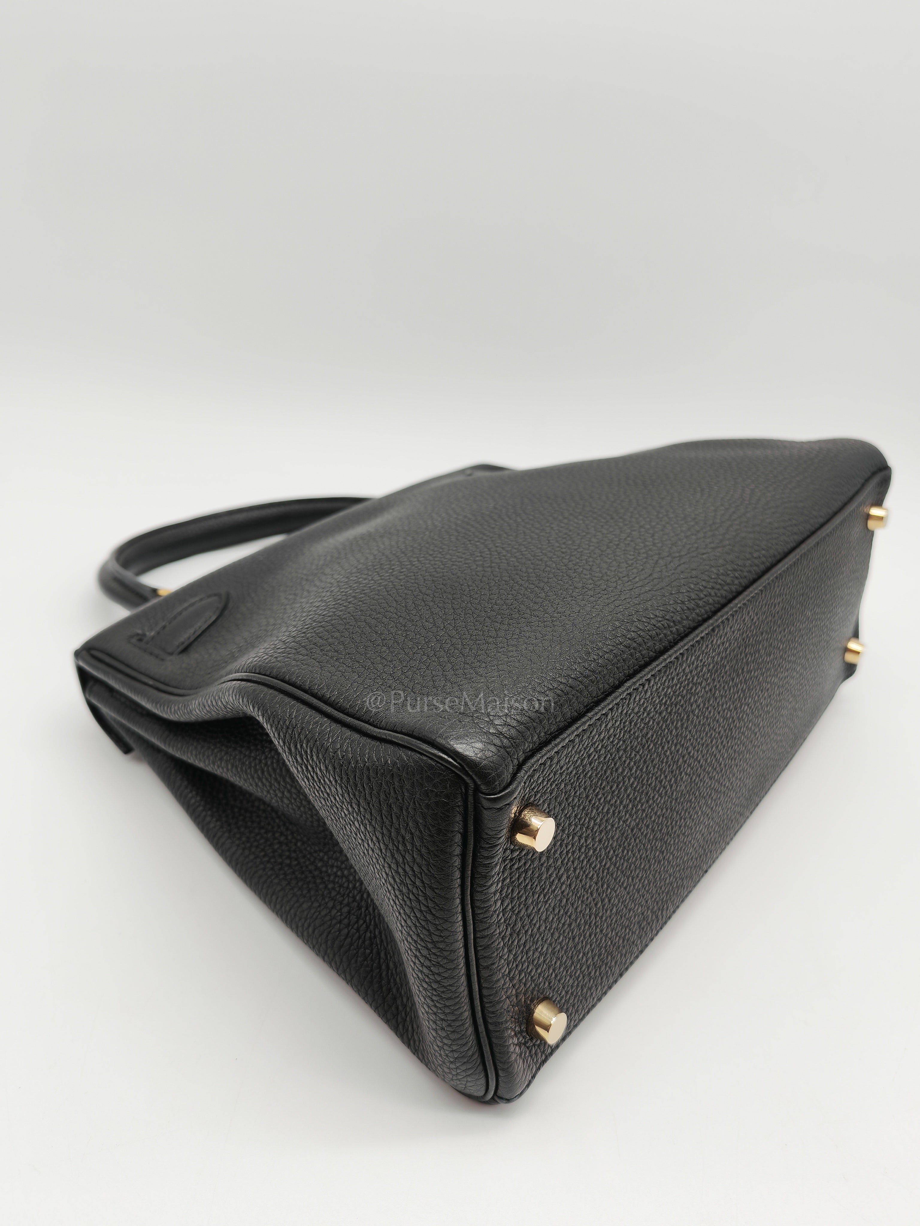 Kelly 28 Retourne in Black Togo Leather & Gold Hardware Stamp Square M (2009)