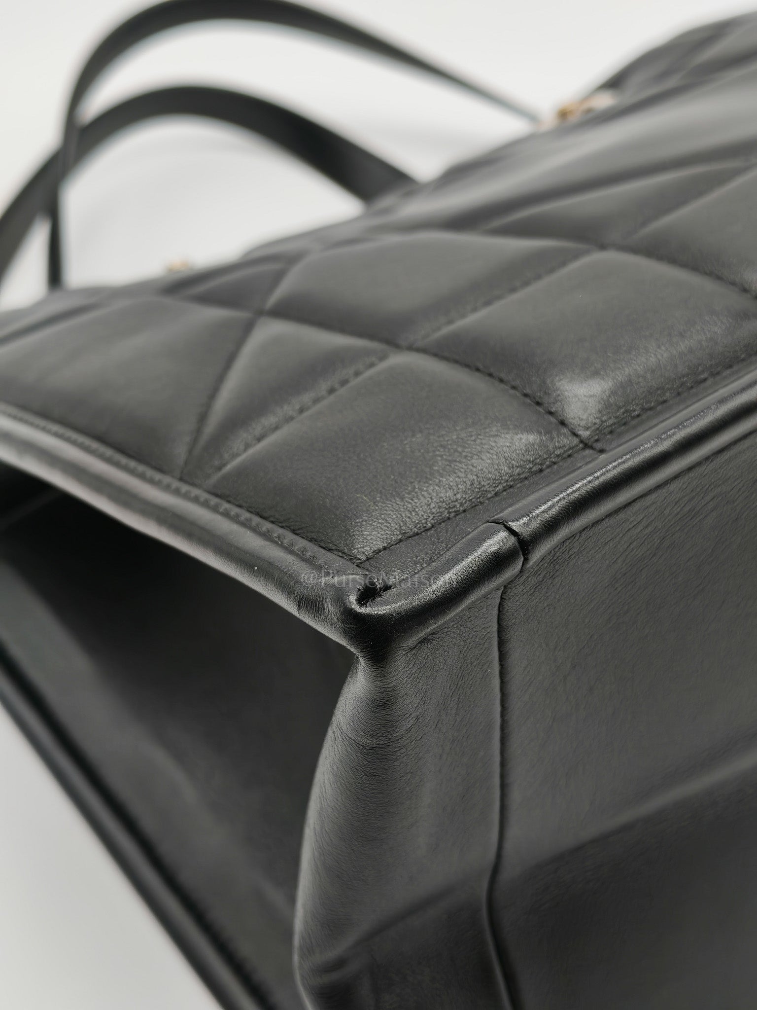 Essential Tote Bag in Black Calfskin Leather & Light Gold Hardware