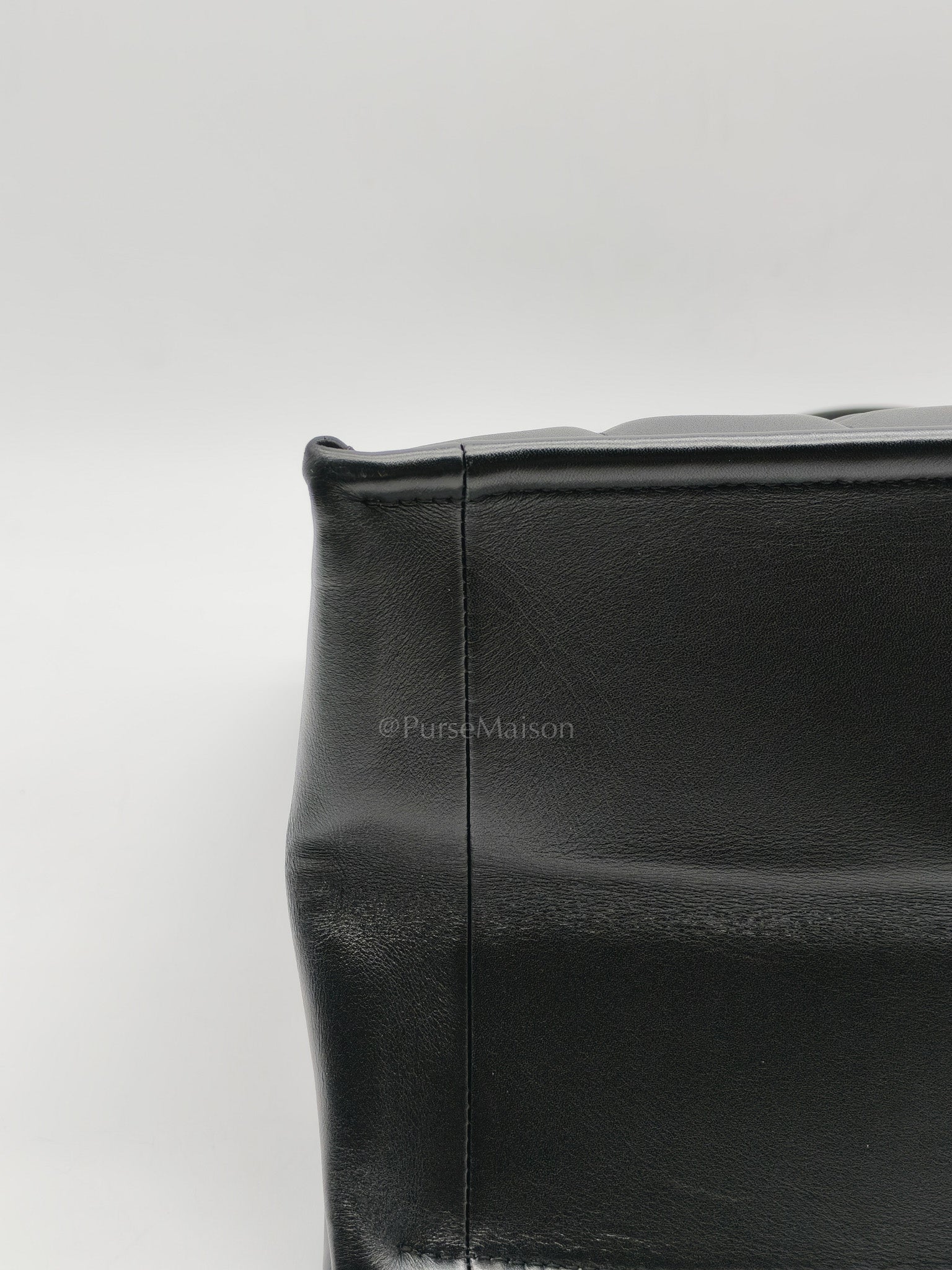 Essential Tote Bag in Black Calfskin Leather & Light Gold Hardware