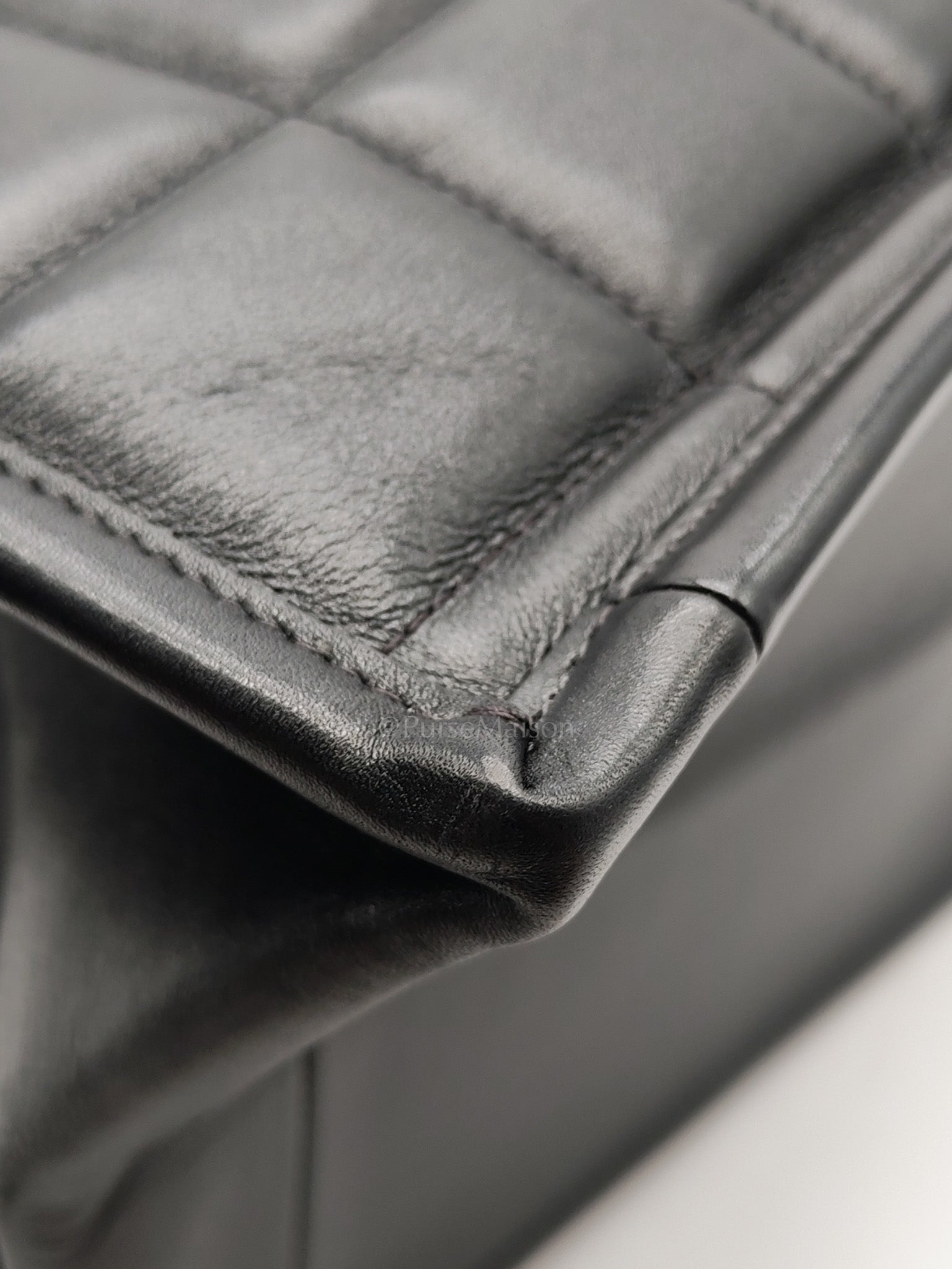 Essential Tote Bag in Black Calfskin Leather & Light Gold Hardware