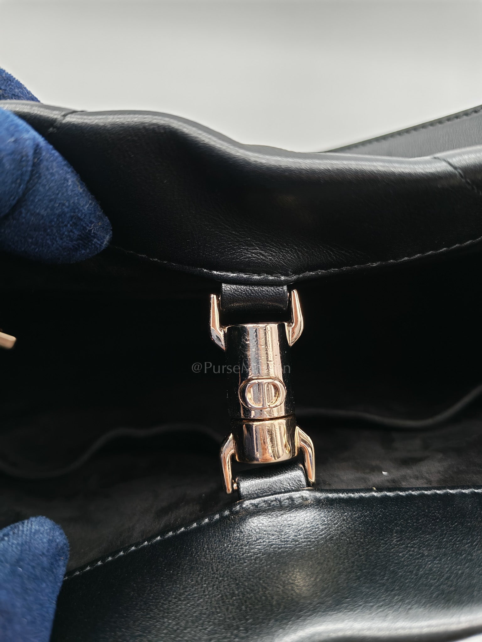 Essential Tote Bag in Black Calfskin Leather & Light Gold Hardware