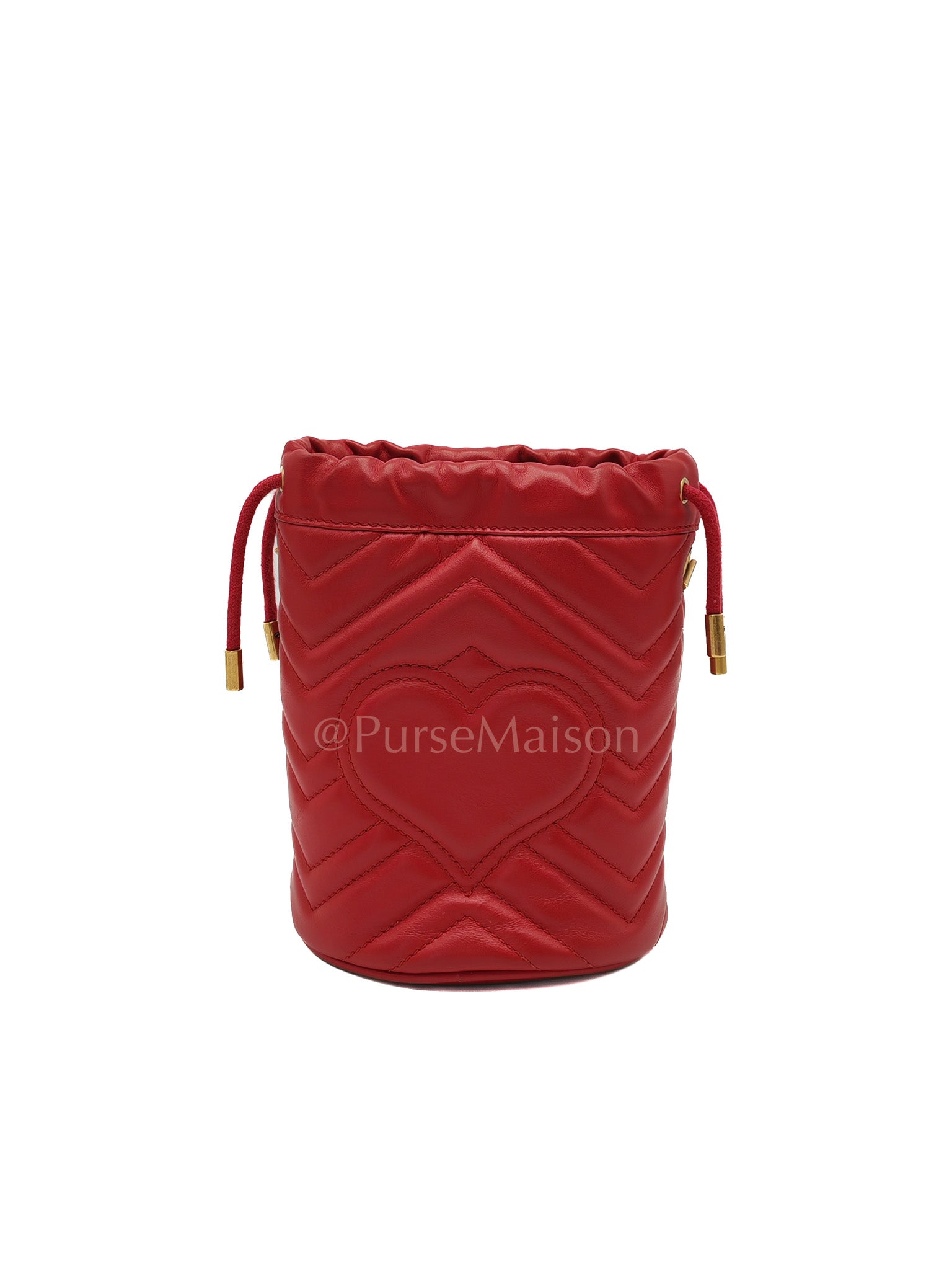 GG Mini Bucket Bag in Red Marmont Matelasse Leather