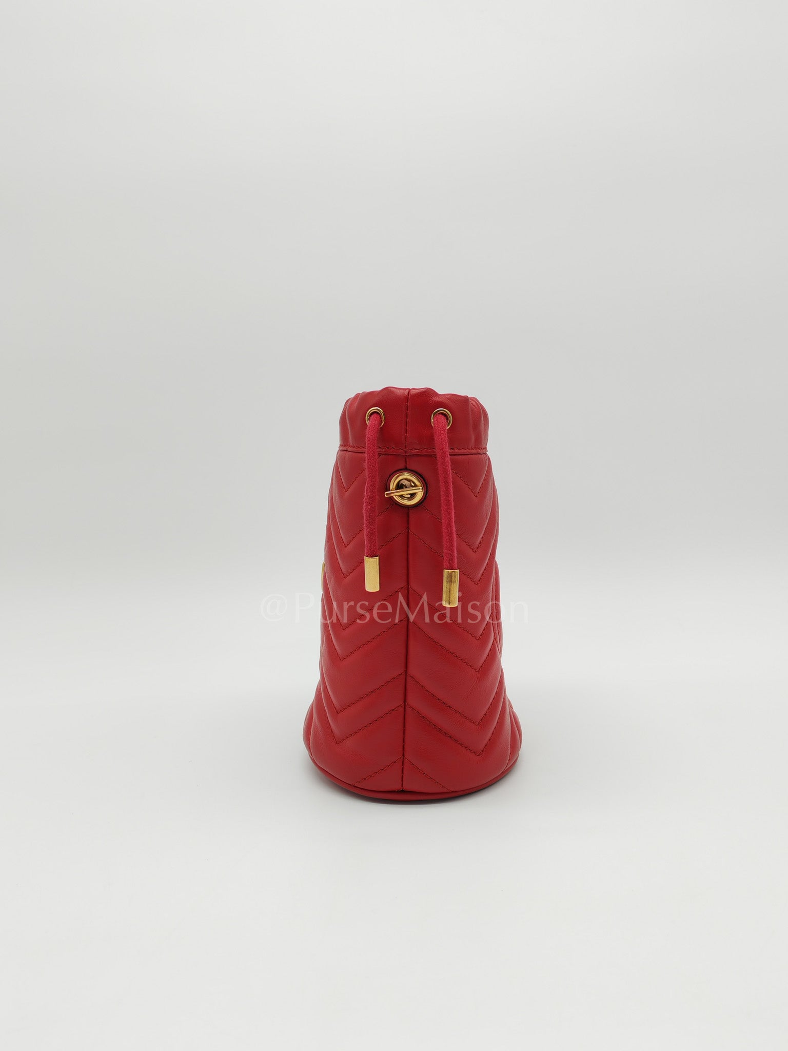 GG Mini Bucket Bag in Red Marmont Matelasse Leather