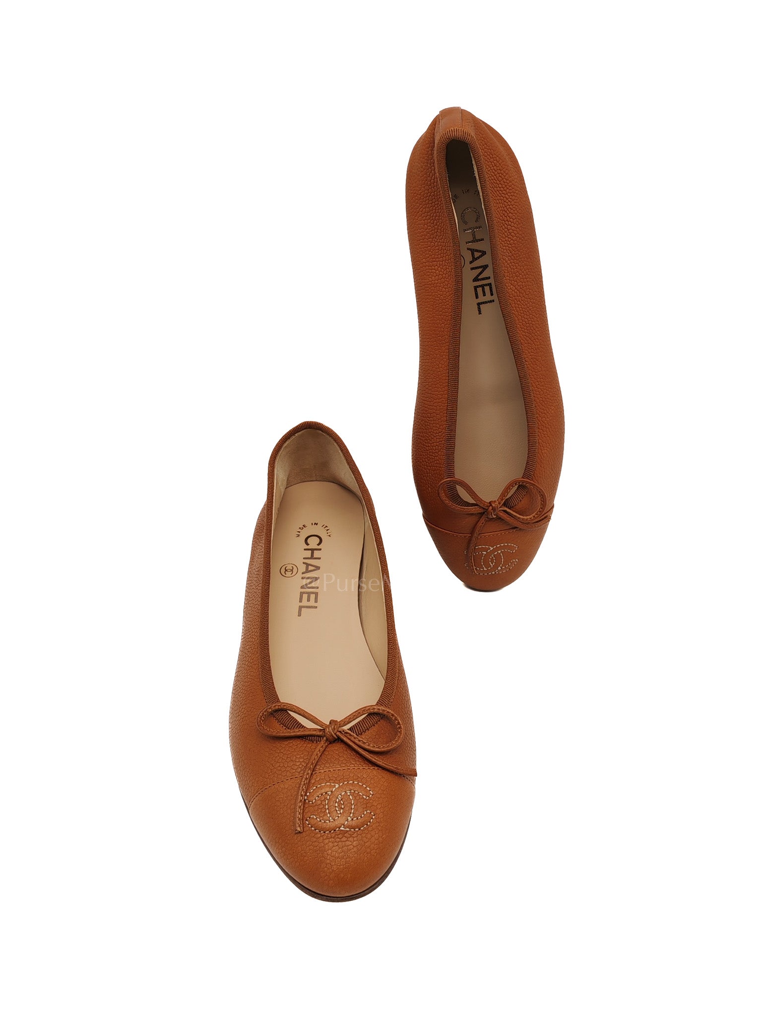Ballet Flats in Brown CC Logo Cap Toe Size 37.5 EU (23.5cm)