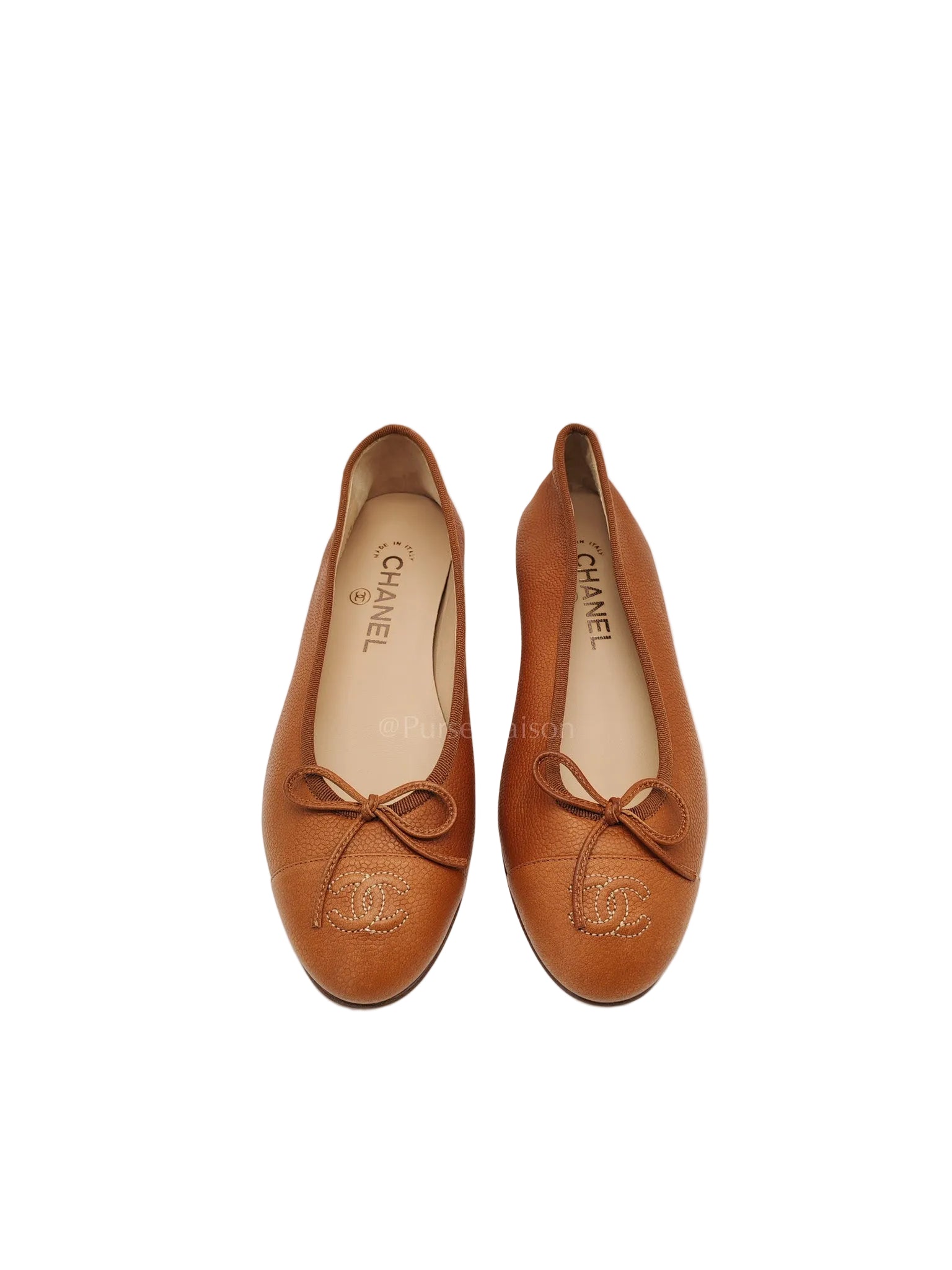 Ballet Flats in Brown CC Logo Cap Toe Size 37.5 EU (23.5cm)
