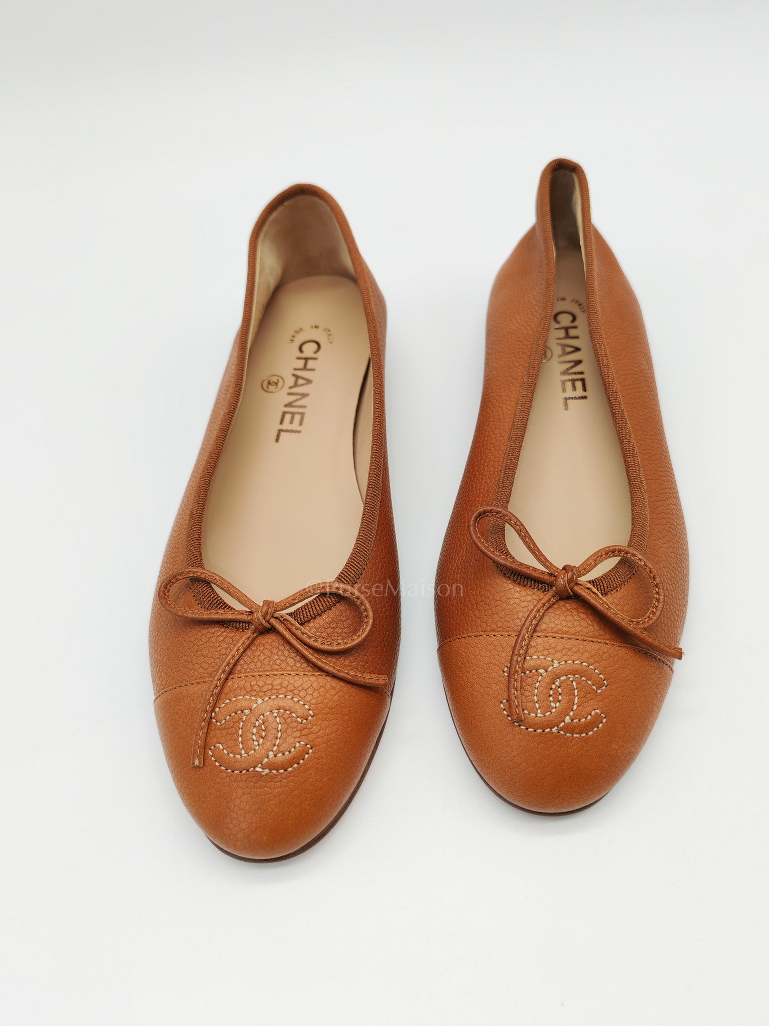 Ballet Flats in Brown CC Logo Cap Toe Size 37.5 EU (23.5cm)