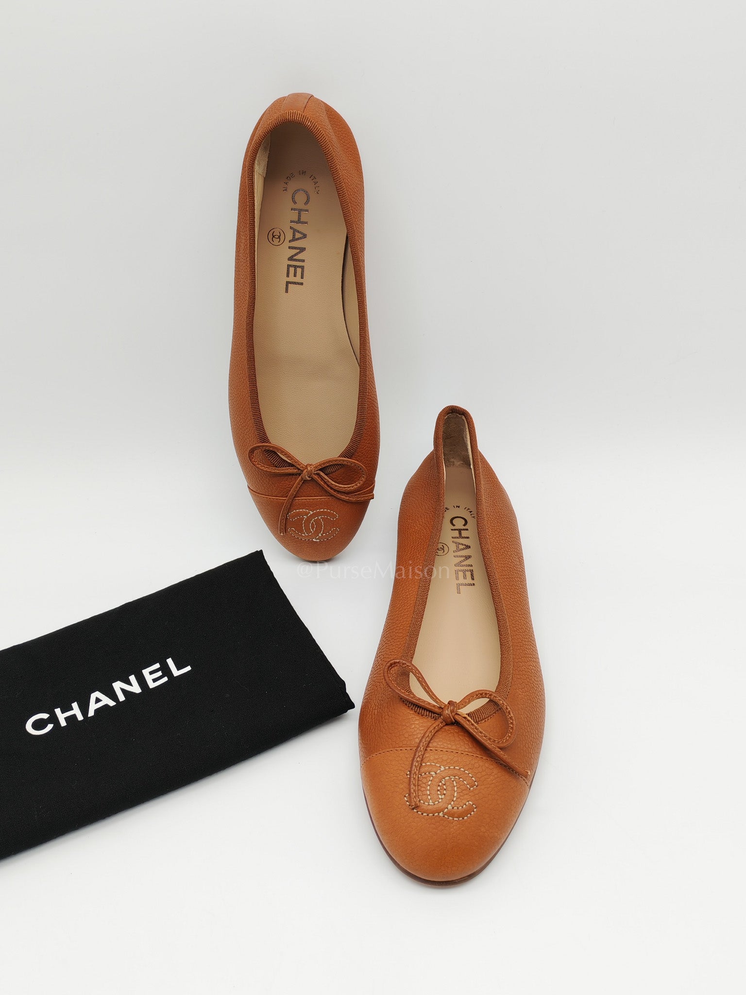 Ballet Flats in Brown CC Logo Cap Toe Size 37.5 EU (23.5cm)