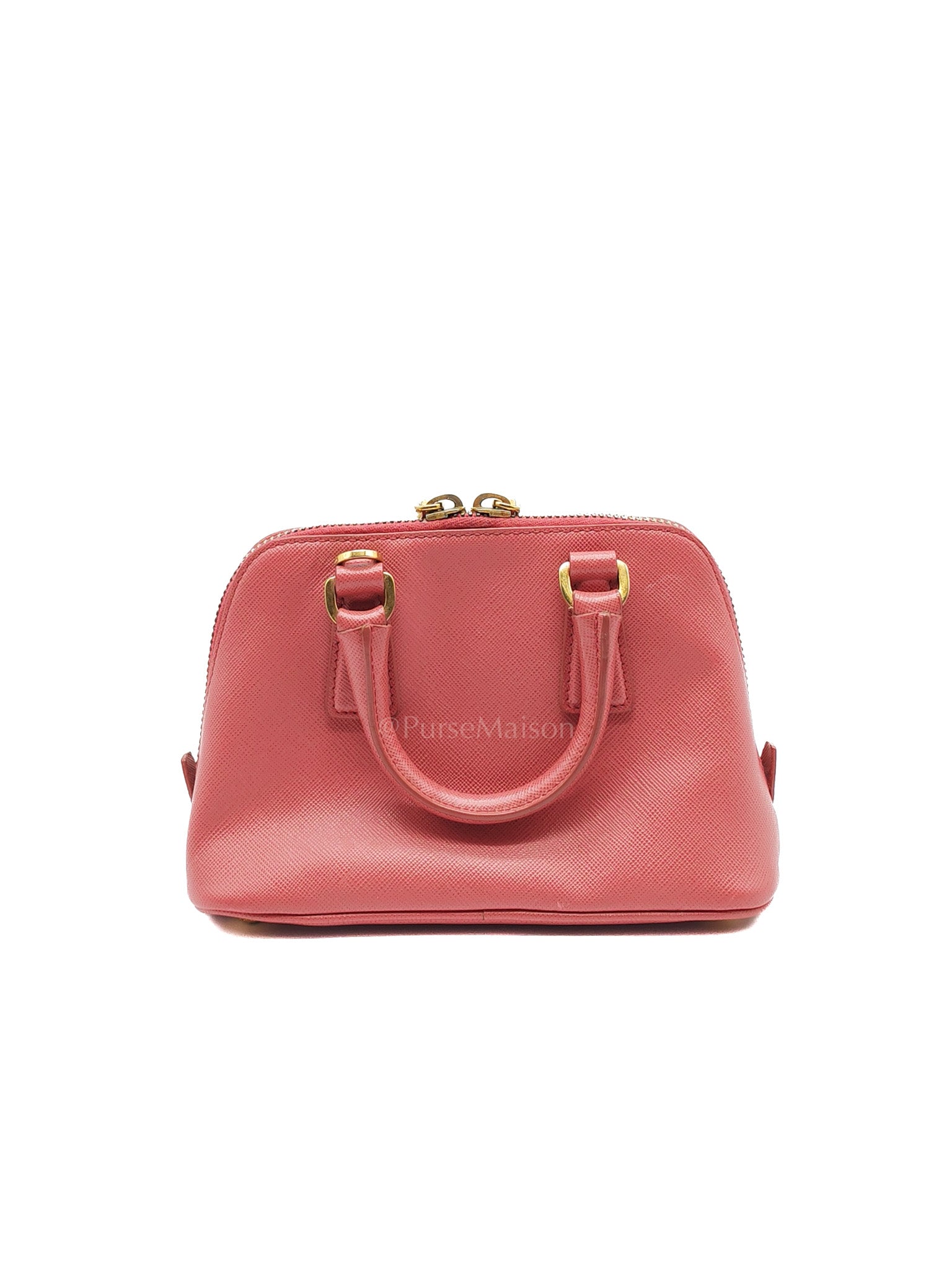 Promenade Mini Bag in Pink Saffiano Lux Leather & Gold Hardware