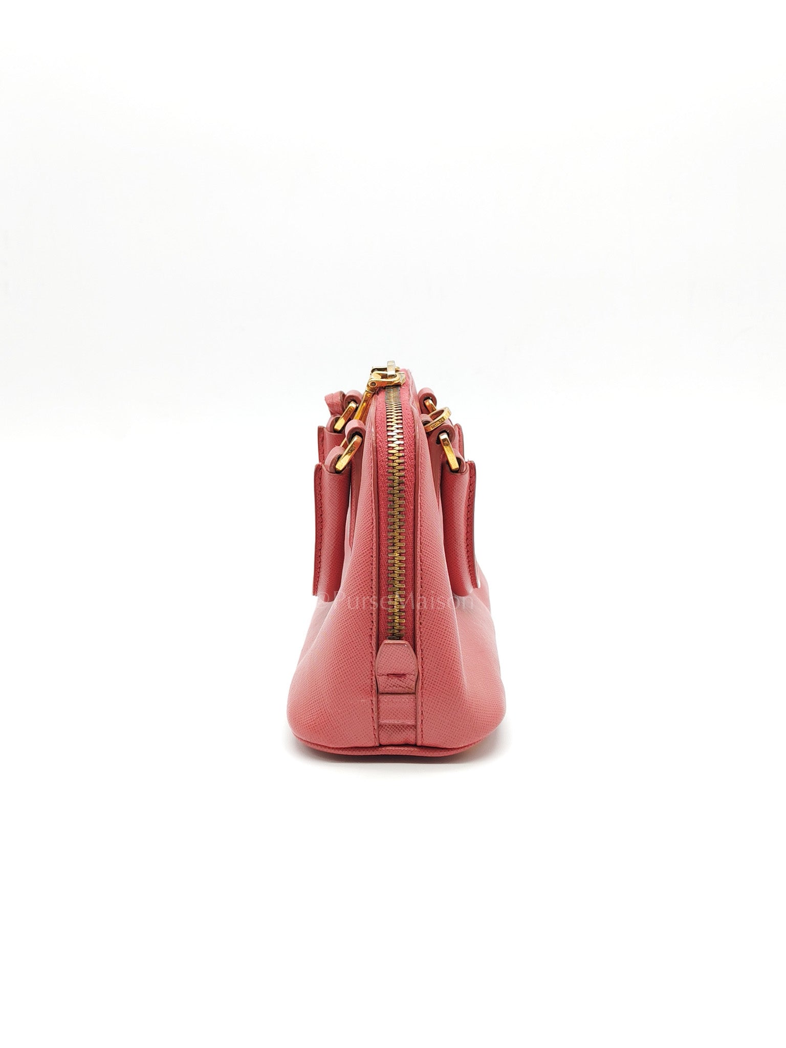 Promenade Mini Bag in Pink Saffiano Lux Leather & Gold Hardware