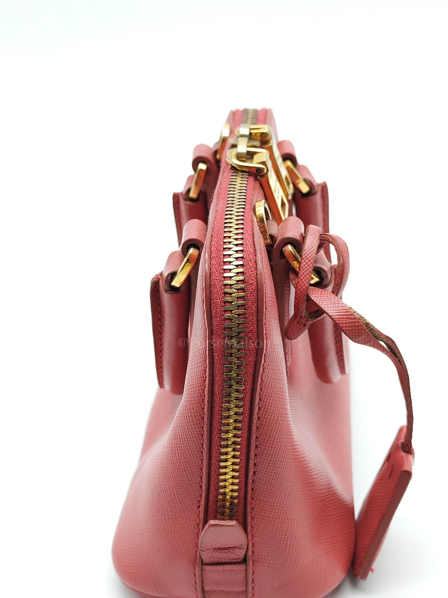 Promenade Mini Bag in Pink Saffiano Lux Leather & Gold Hardware