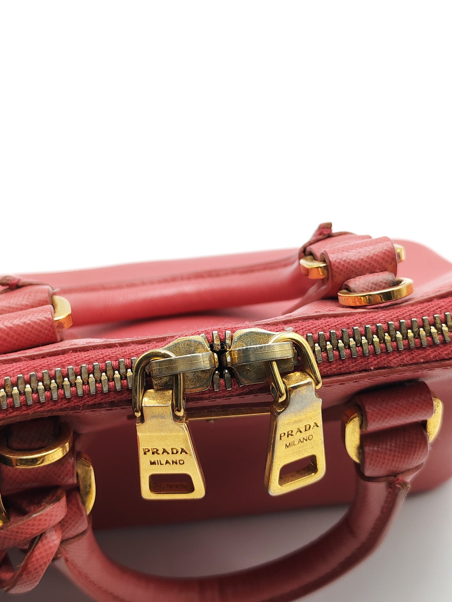 Promenade Mini Bag in Pink Saffiano Lux Leather & Gold Hardware