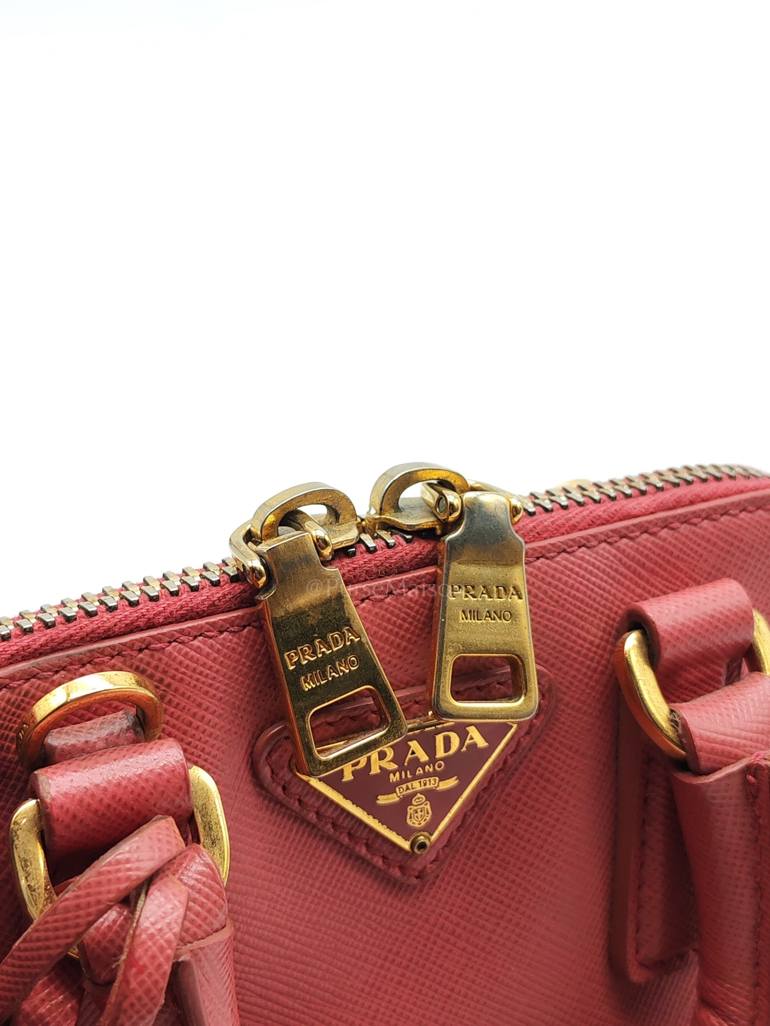 Promenade Mini Bag in Pink Saffiano Lux Leather & Gold Hardware
