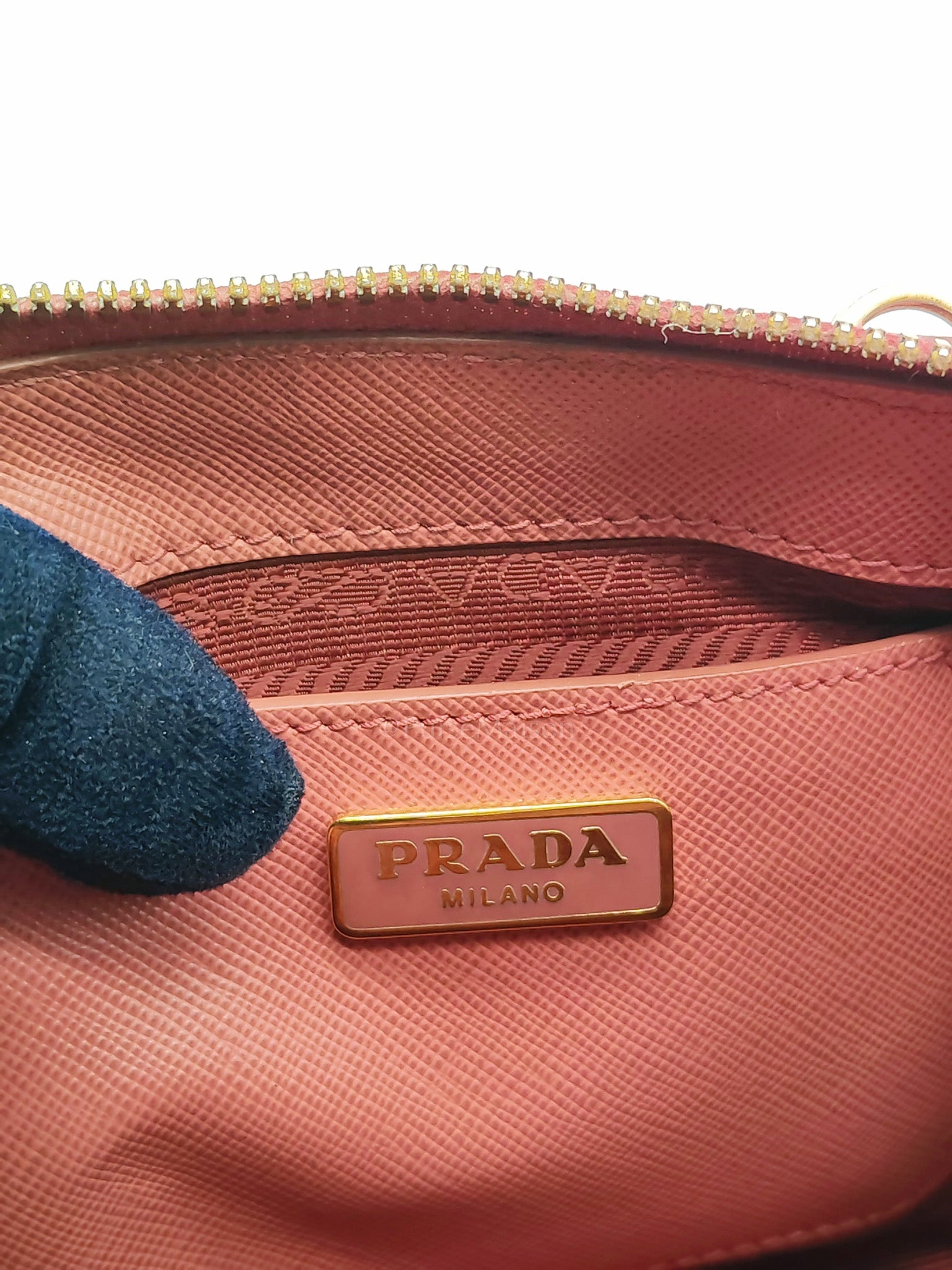 Promenade Mini Bag in Pink Saffiano Lux Leather & Gold Hardware