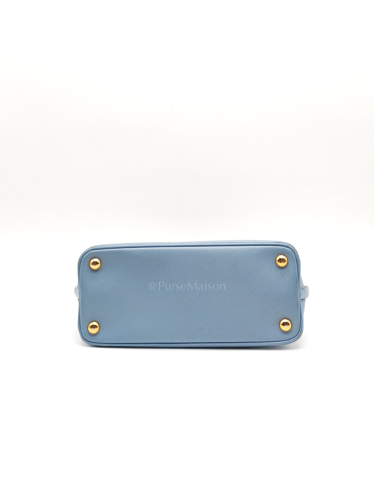 Promenade Small Bag in Light Blue Saffiano Lux Leather & Gold Hardware