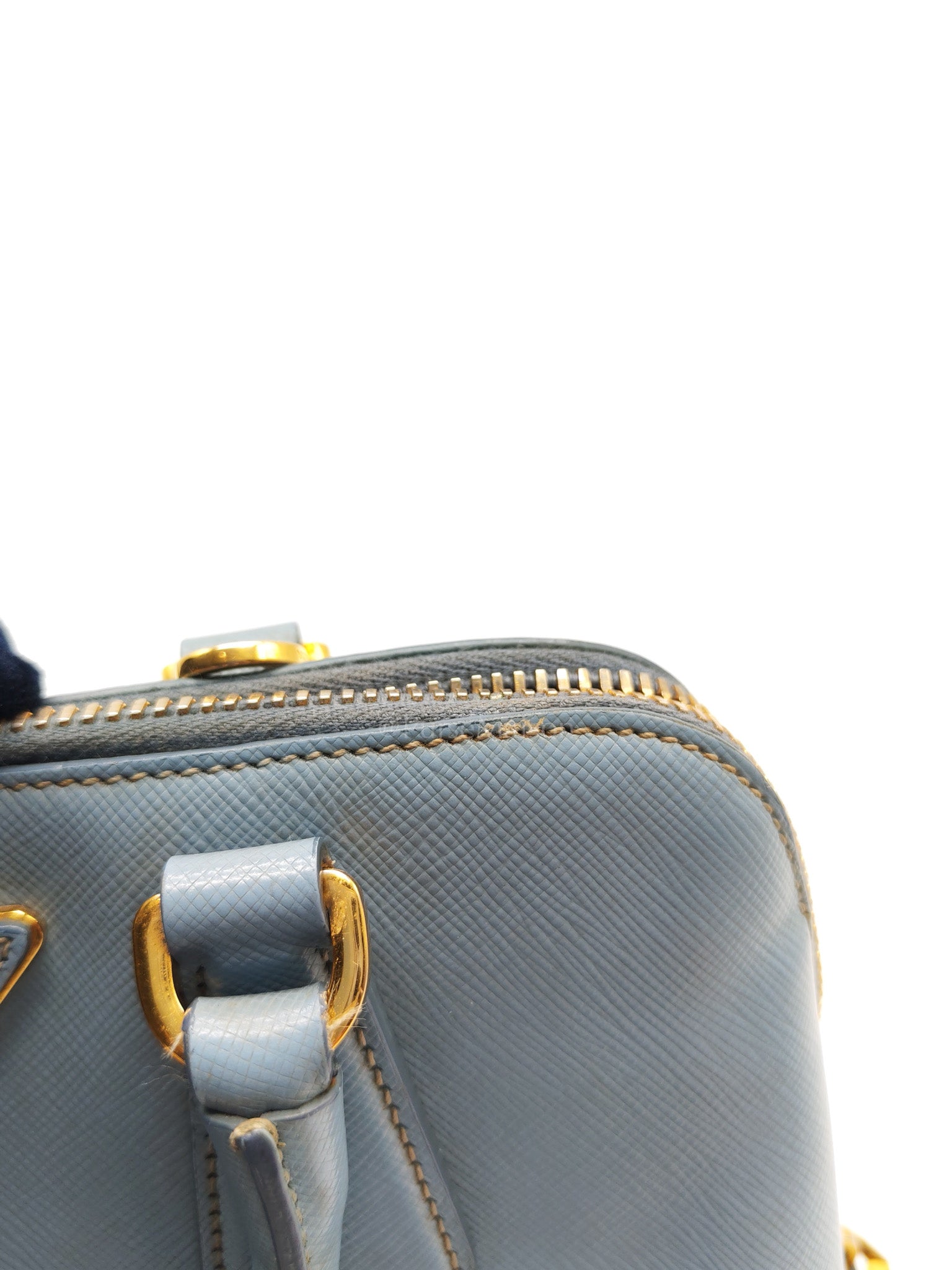 Promenade Small Bag in Light Blue Saffiano Lux Leather & Gold Hardware