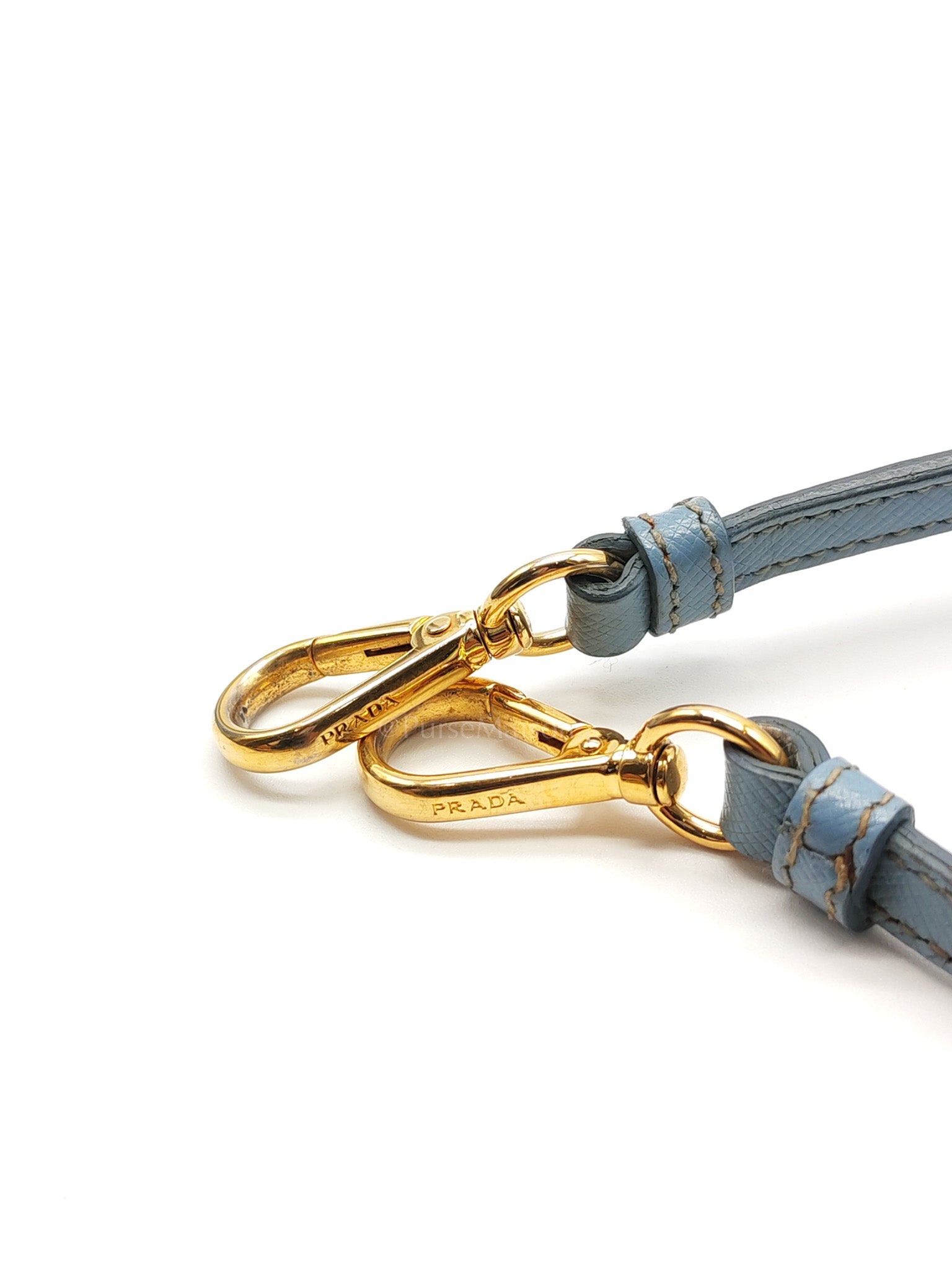 Promenade Small Bag in Light Blue Saffiano Lux Leather & Gold Hardware
