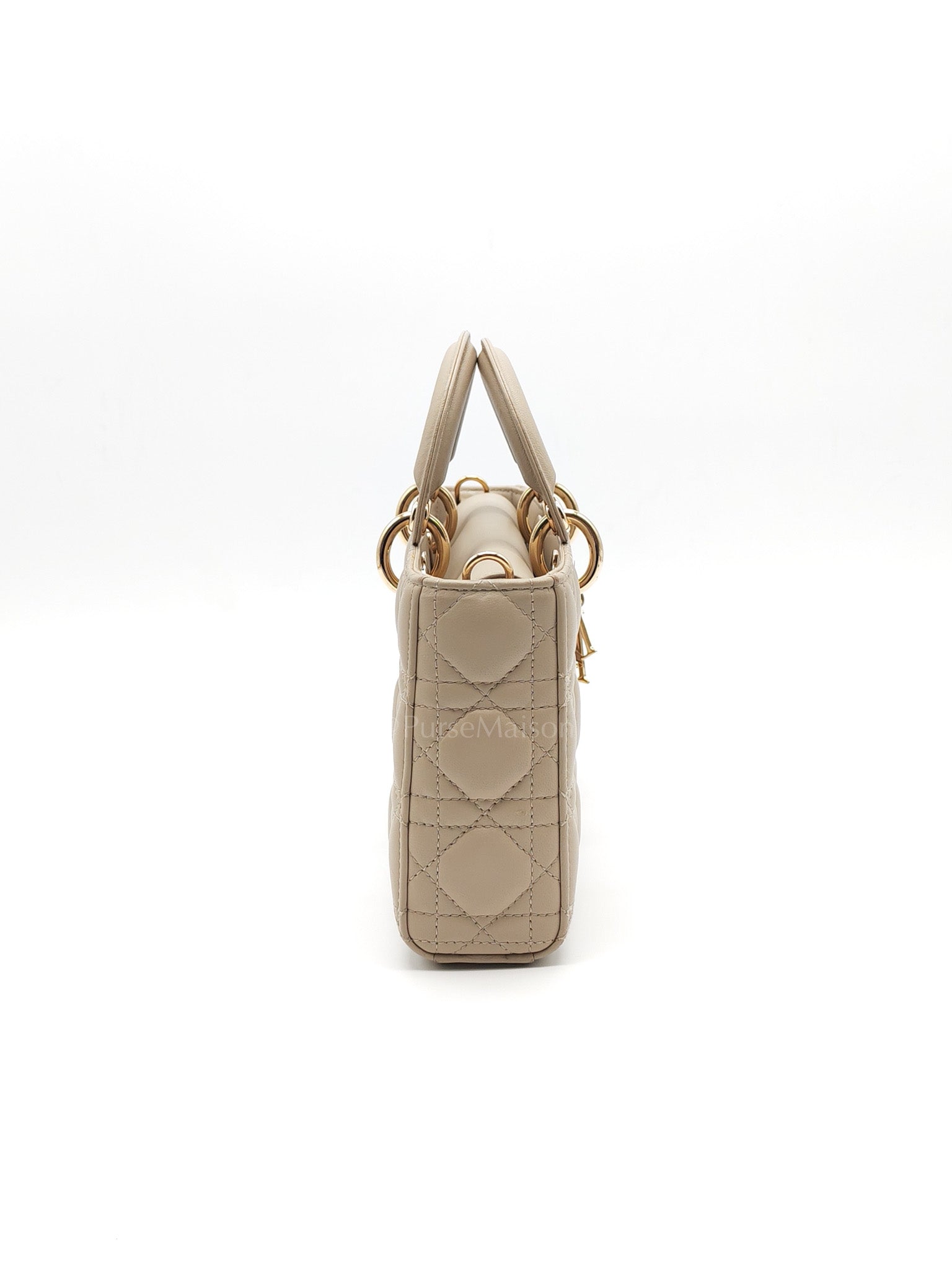 Lady D-Joy Medium in Light Taupe Cannage Lambskin Leather Shoulder Bag