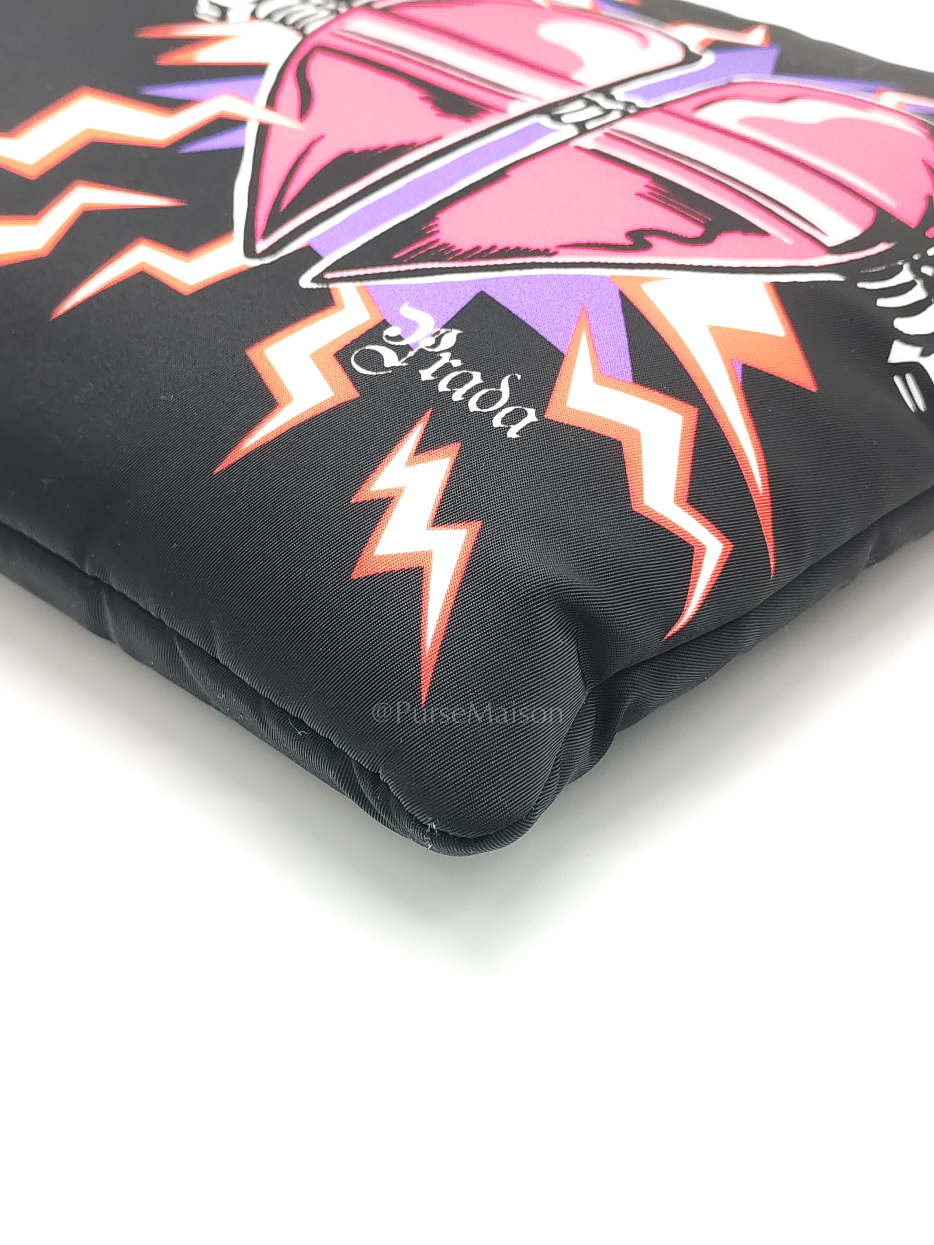 Prada x Universal Studios Frankenstein Heart in Black Tessuto Nylon Pouch