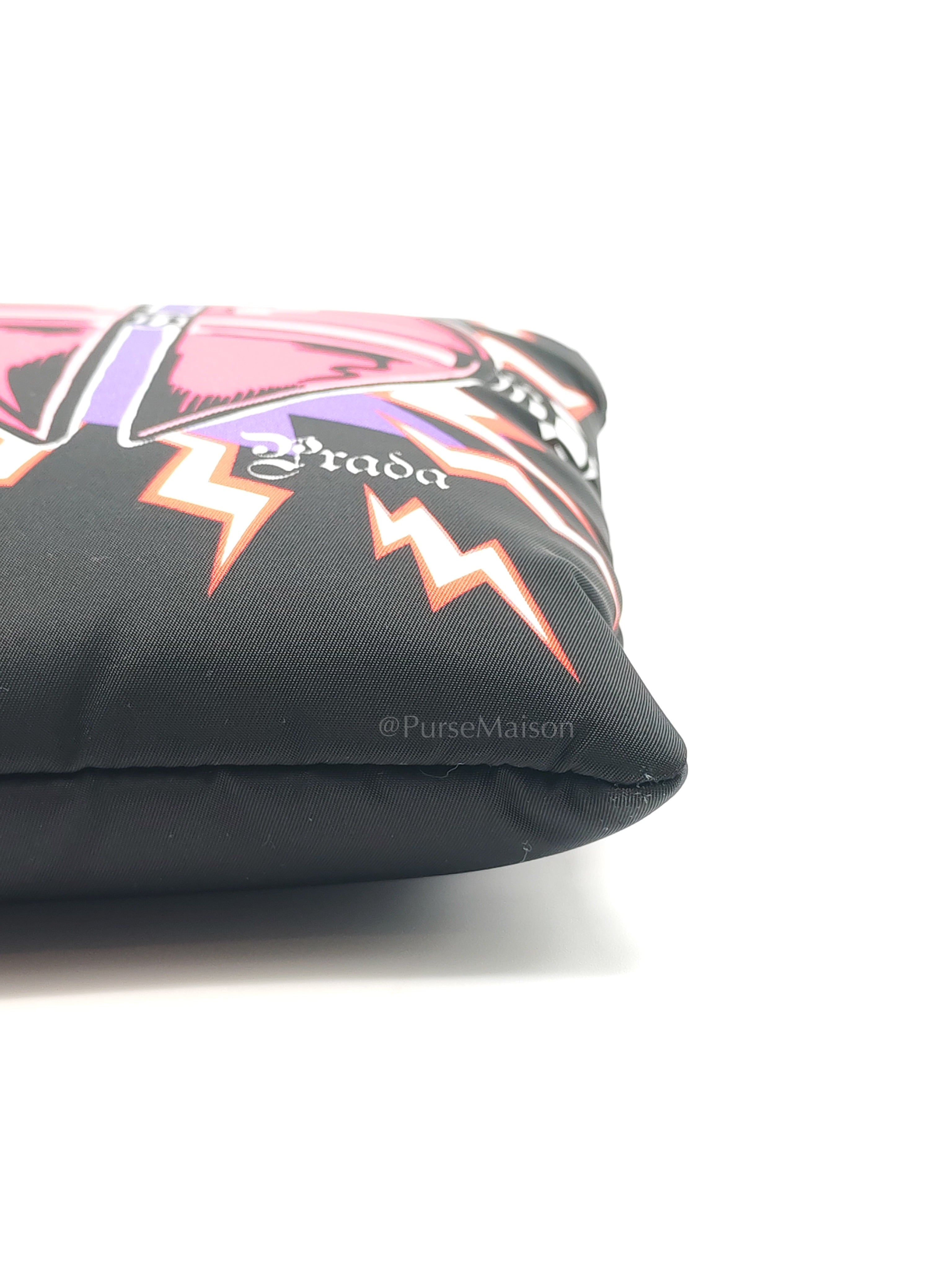 Prada x Universal Studios Frankenstein Heart in Black Tessuto Nylon Pouch
