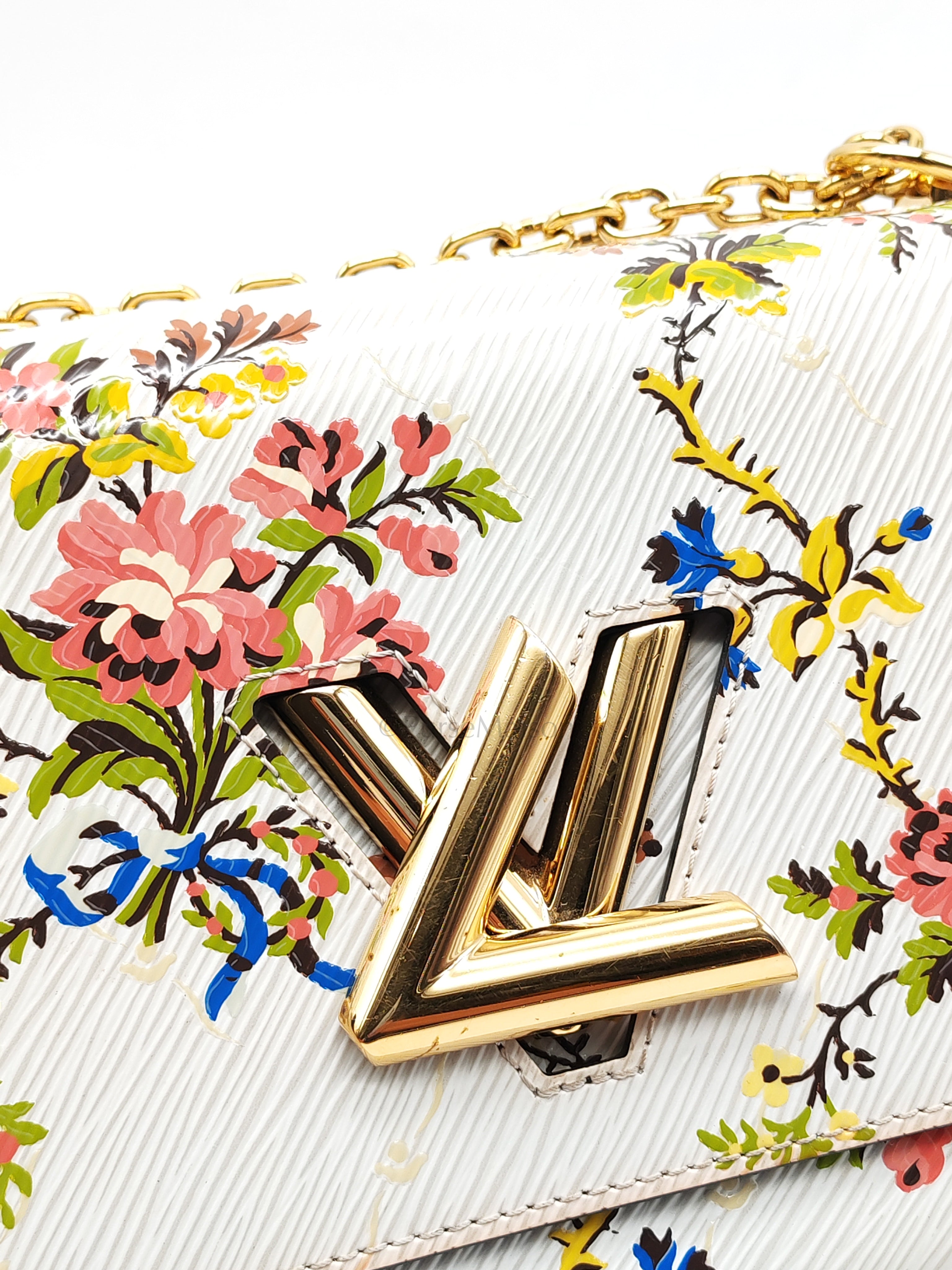 Twist Lock MM in White Romantic Blossom Epi Leather & Gold Hardware (Date Code: SR0138)