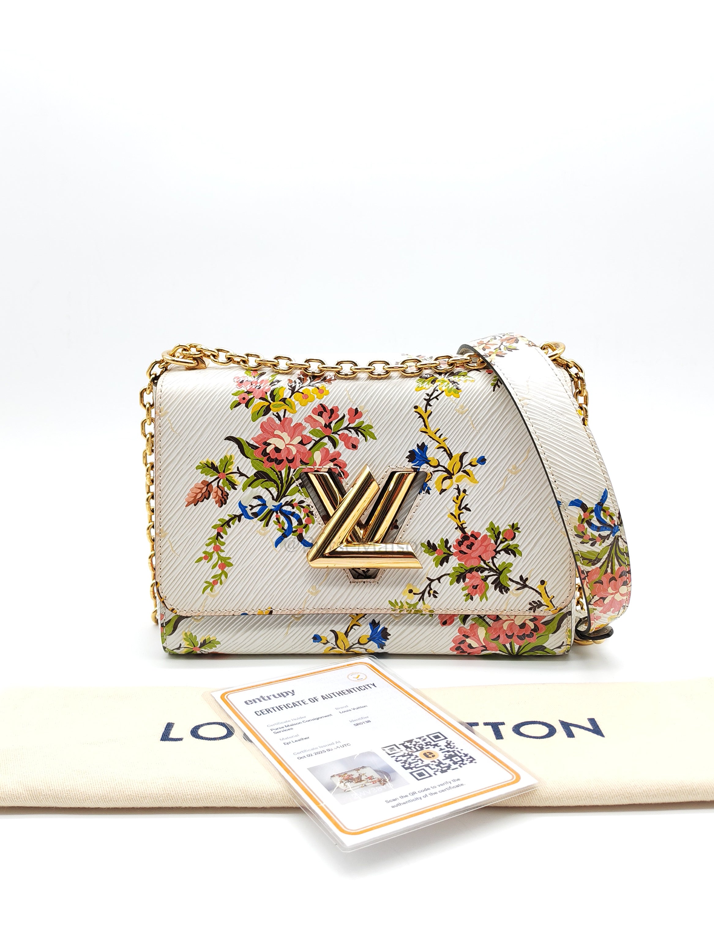 Twist Lock MM in White Romantic Blossom Epi Leather & Gold Hardware (Date Code: SR0138)
