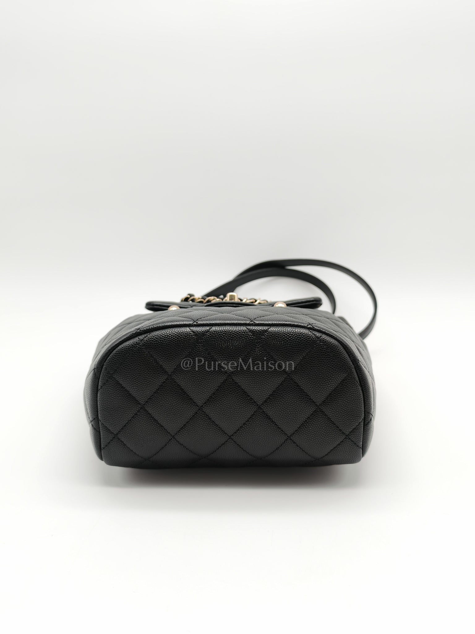 Urban Spirit Backpack in Black Quilted Caviar Leather & Light Gold Hardware Microchip