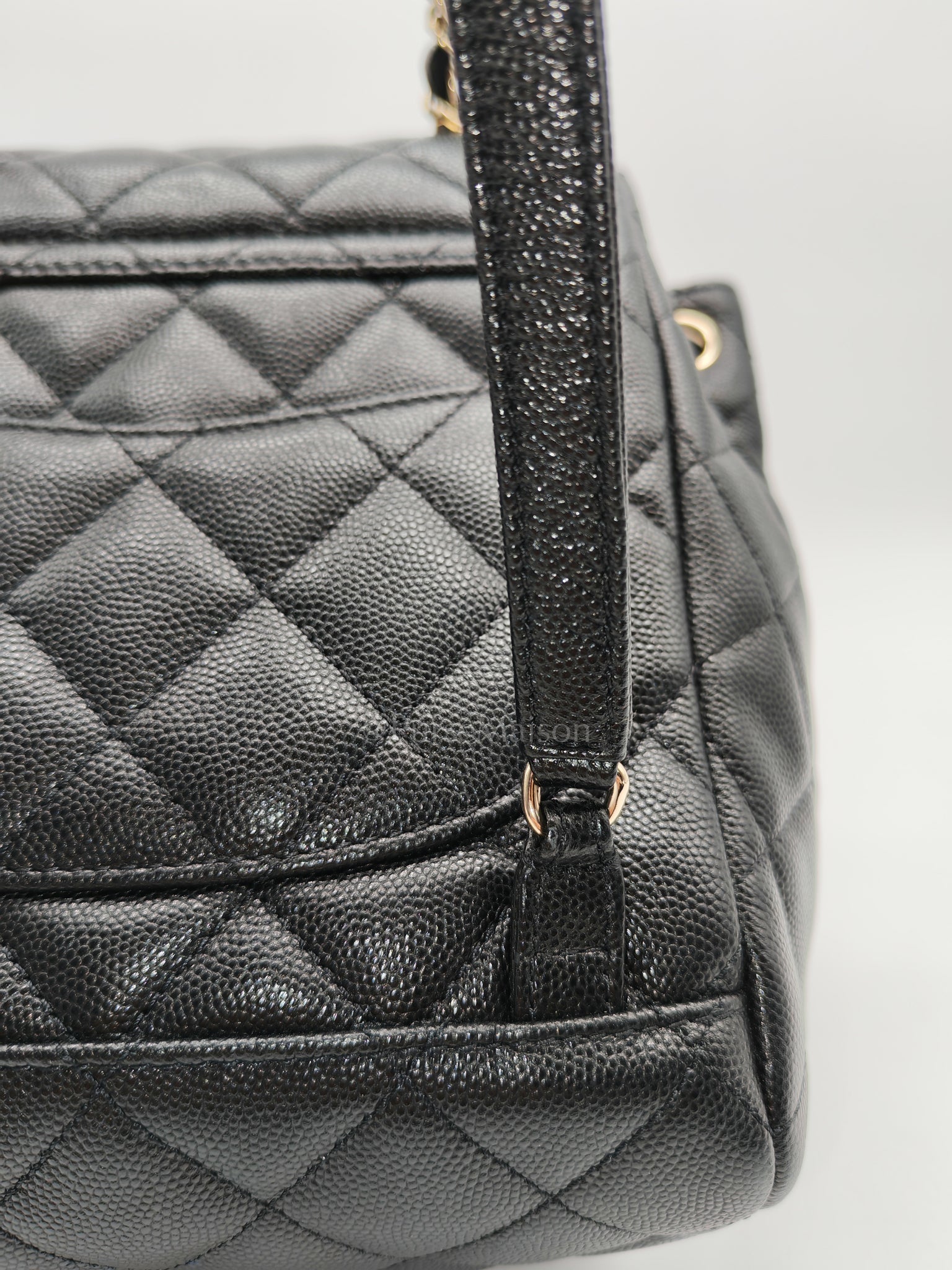 Urban Spirit Backpack in Black Quilted Caviar Leather & Light Gold Hardware Microchip