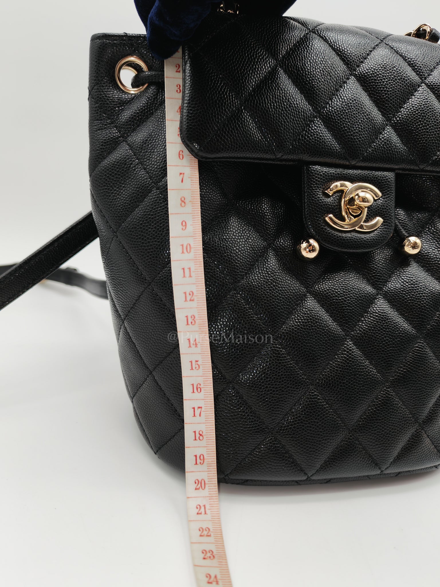 Urban Spirit Backpack in Black Quilted Caviar Leather & Light Gold Hardware Microchip