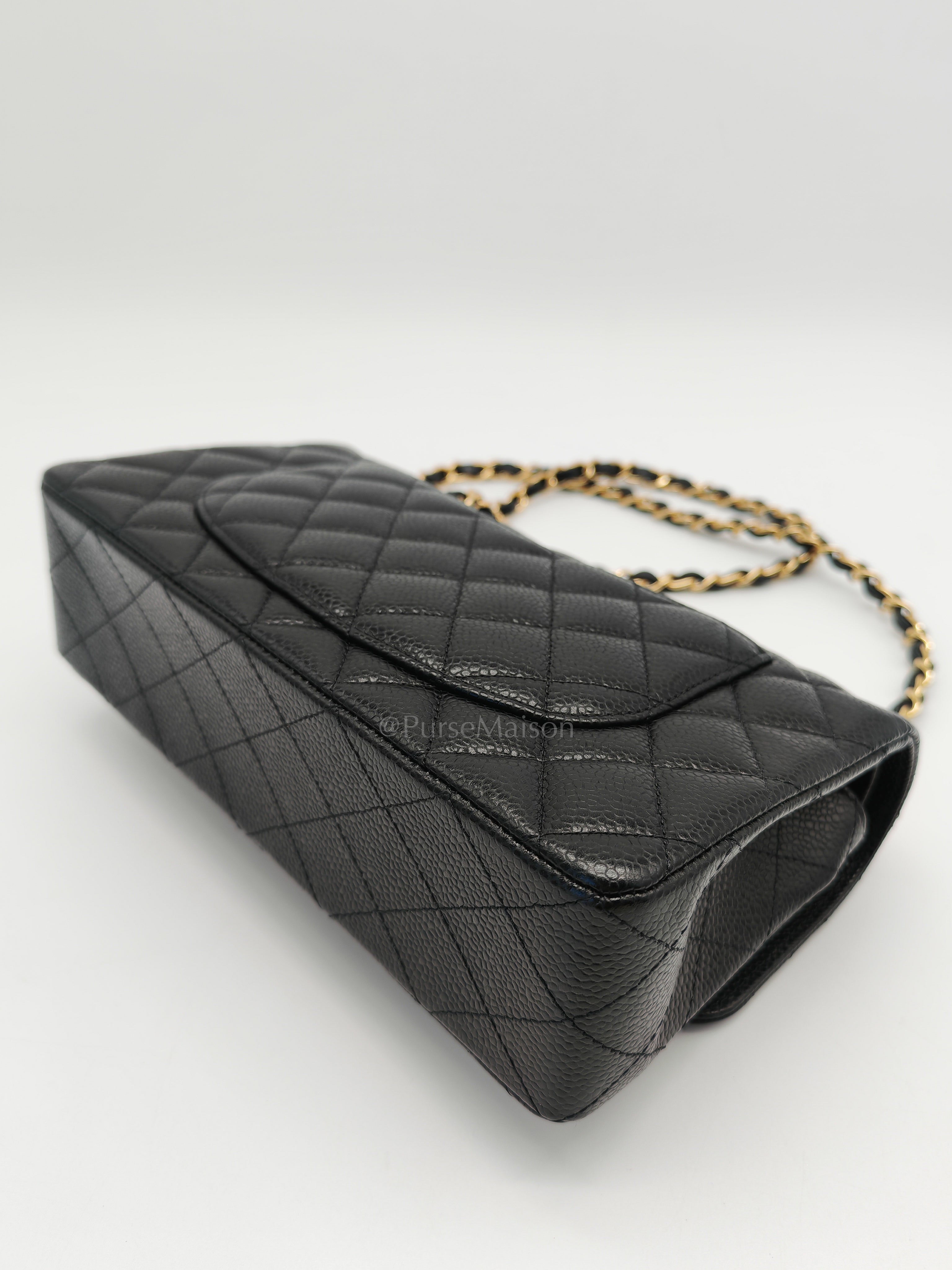 Classic Double Flap Small Black Caviar Leather in Gold Hardware (Series 31)