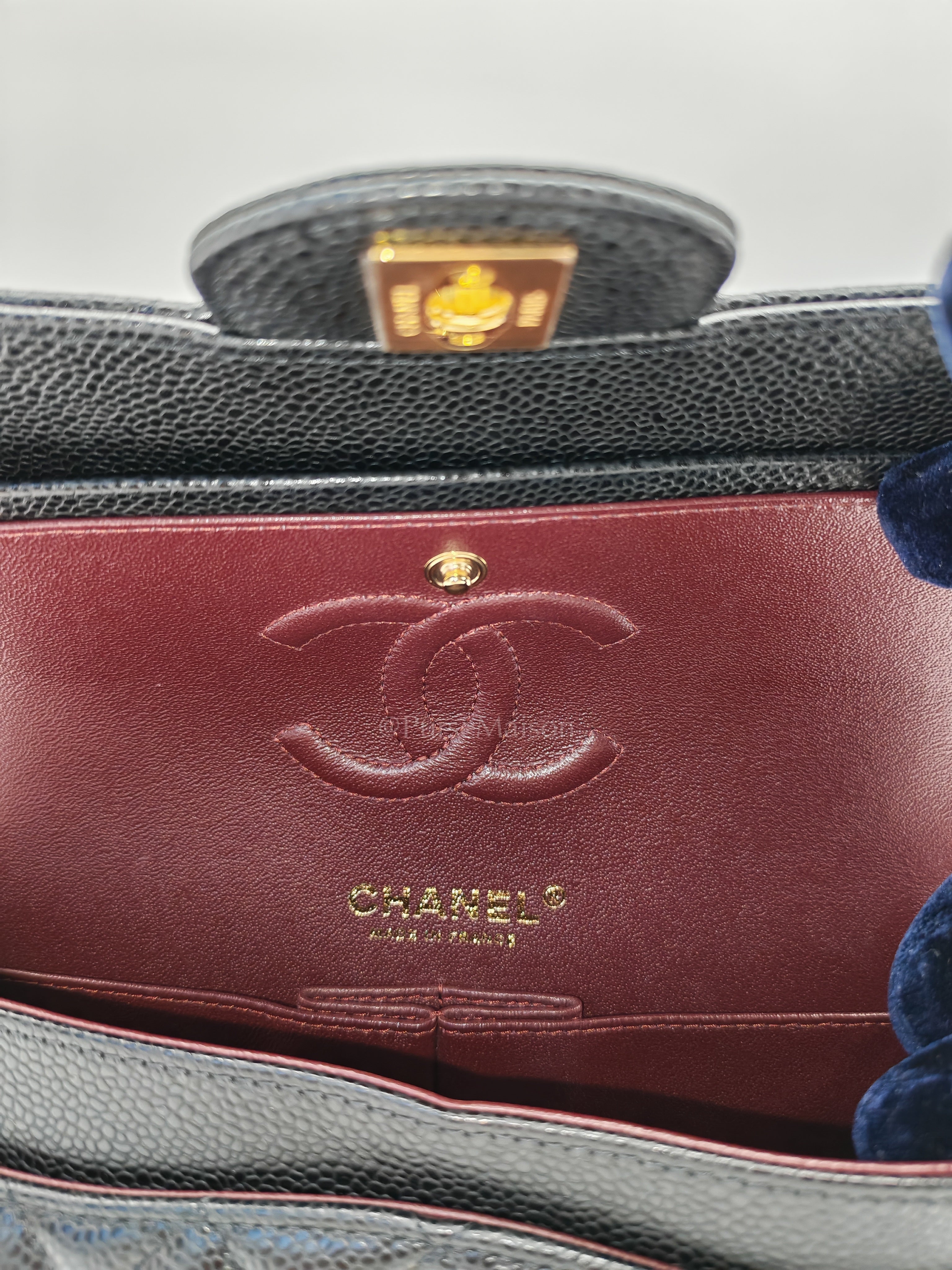 Classic Double Flap Small Black Caviar Leather in Gold Hardware (Series 31)