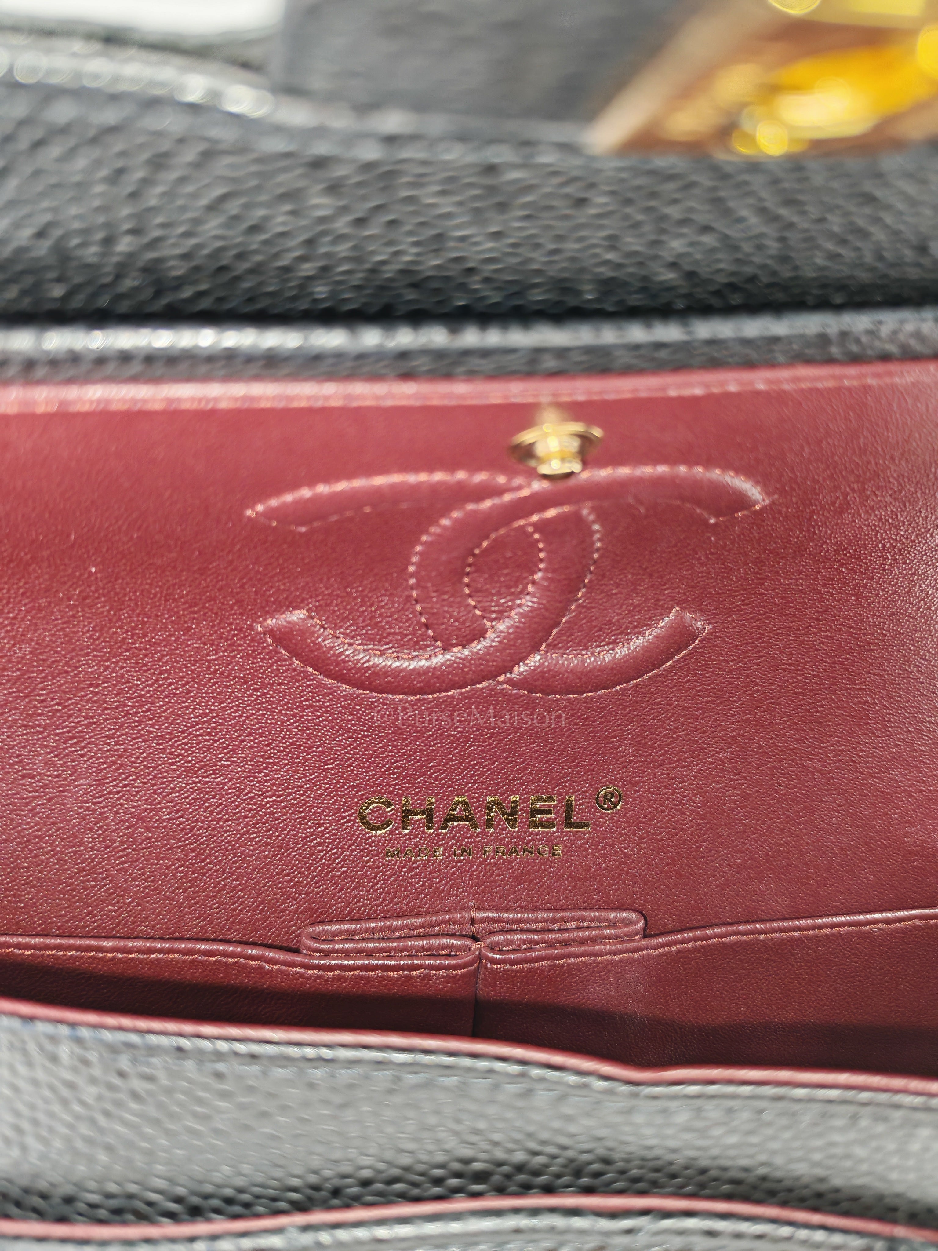 Classic Double Flap Small Black Caviar Leather in Gold Hardware (Series 31)