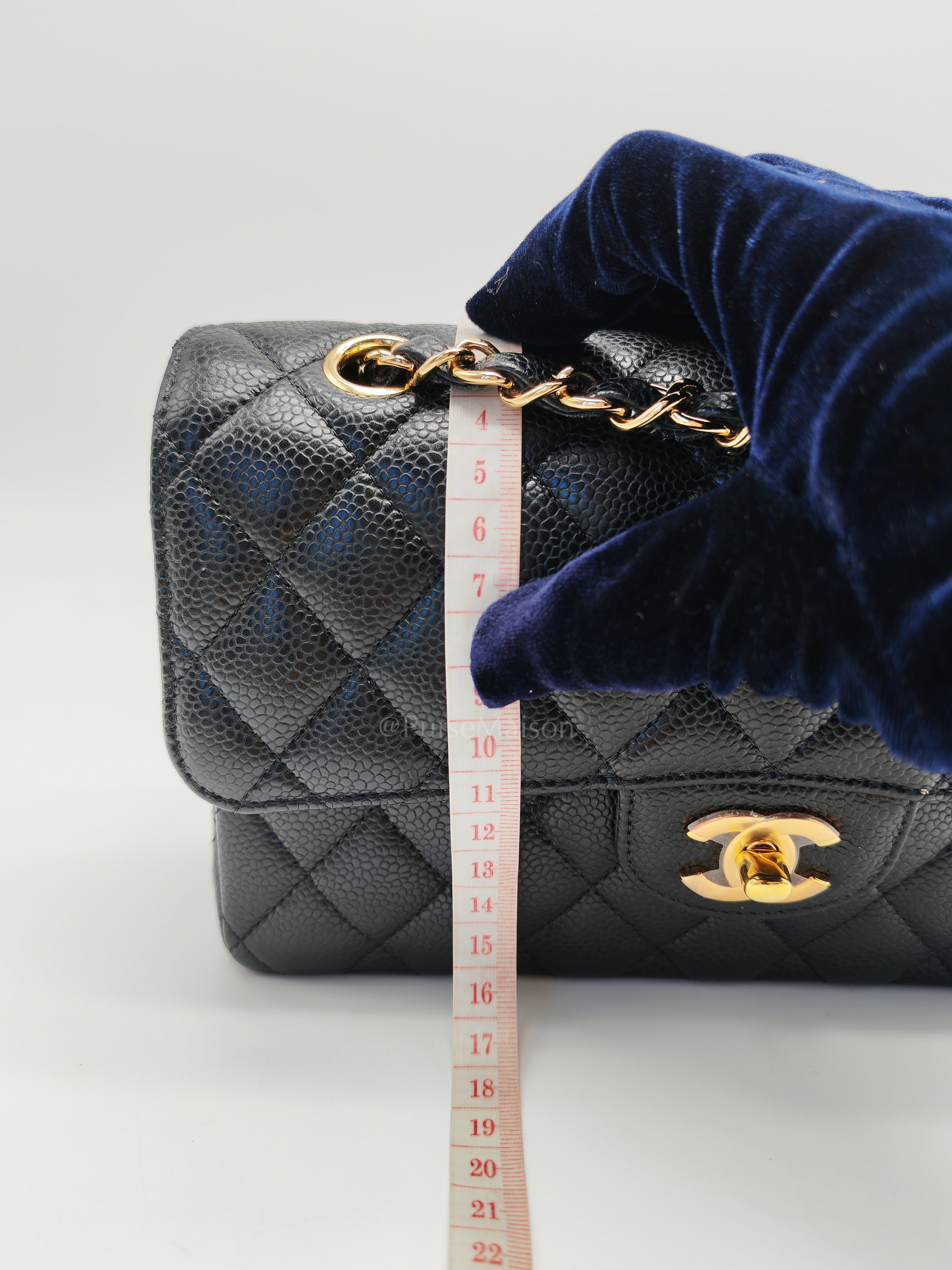 Classic Double Flap Small Black Caviar Leather in Gold Hardware (Series 31)