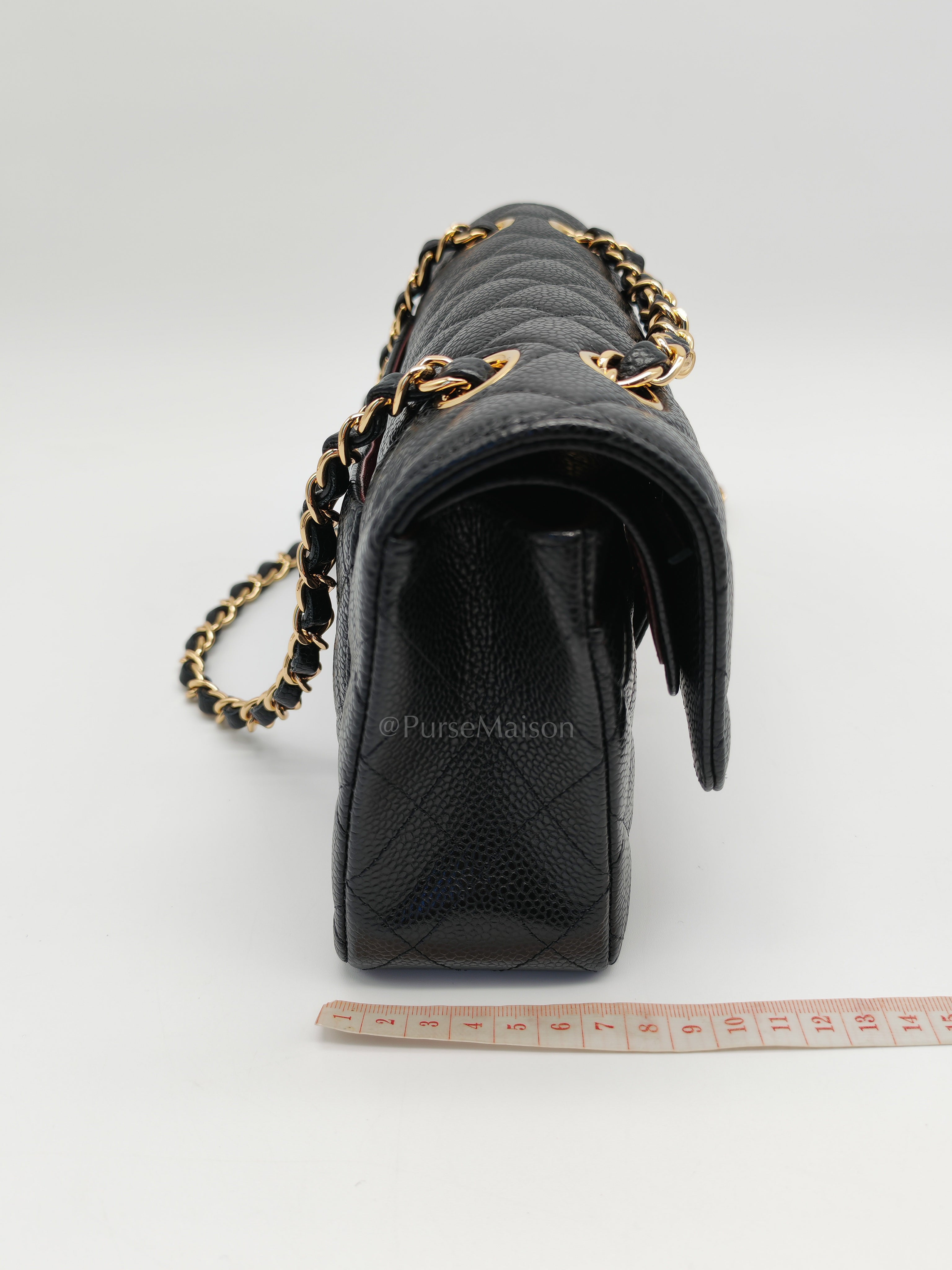 Classic Double Flap Small Black Caviar Leather in Gold Hardware (Series 31)