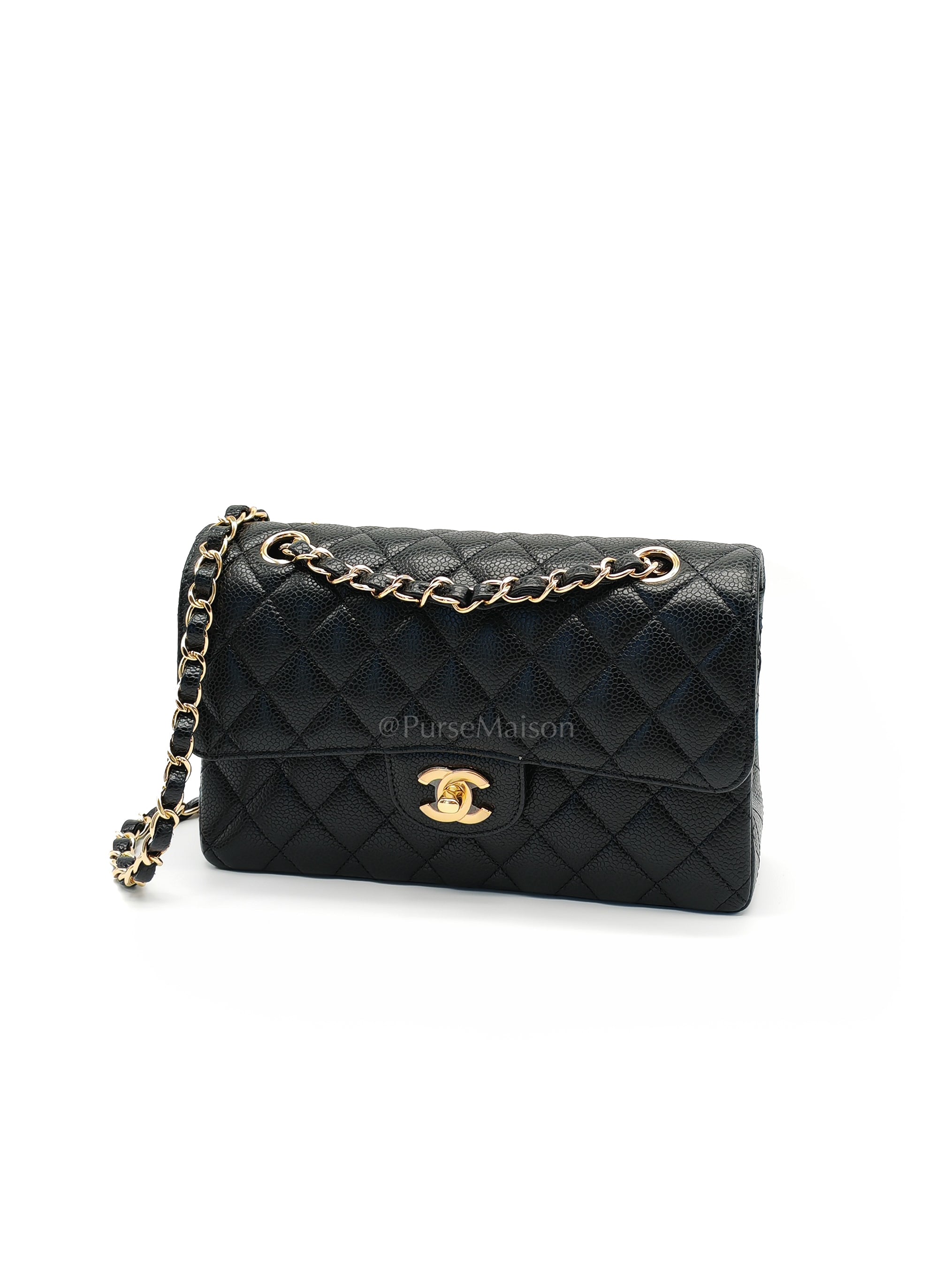 Classic Double Flap Small Black Caviar Leather in Gold Hardware (Series 31)
